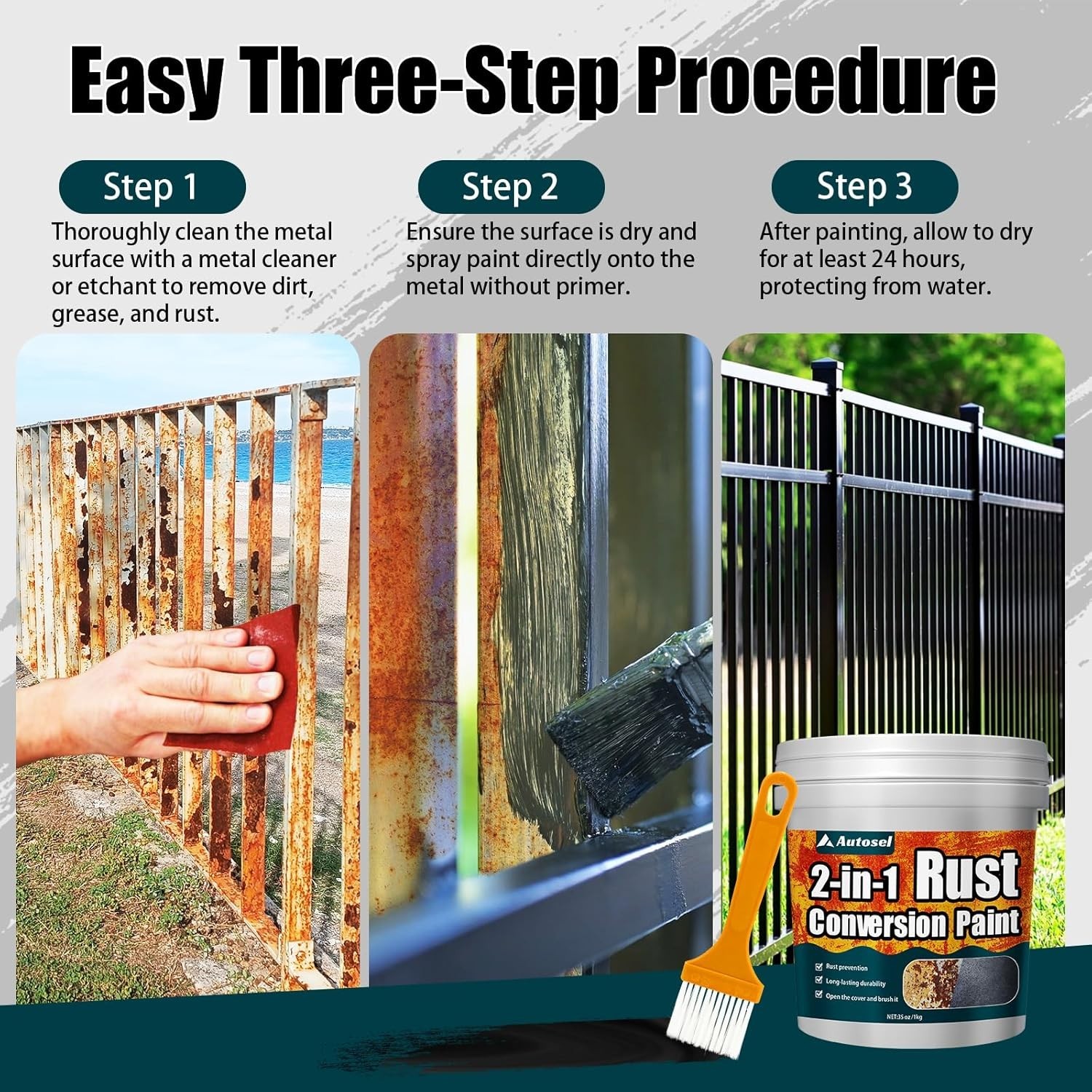 2 in 1 Rust Converter Primer 35oz Stops Rust Heat Resistant Coating Paint