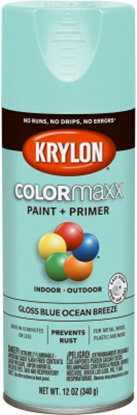 Krylon K05506007 Colormaxx 12 oz Blue Ocean Breeze Gloss Spray Paint – Pack of 3