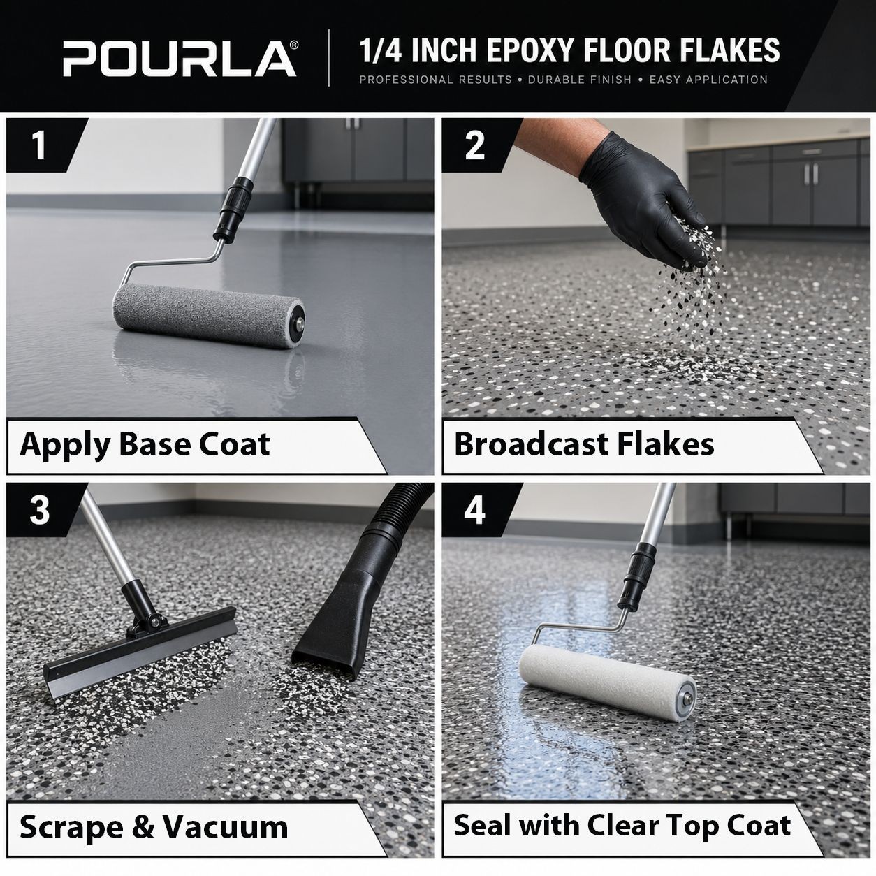 POURLA 1/4″ Epoxy Floor Flakes 20lb /9kg Box Garage Floor Chips Covers 400 Sq Ft