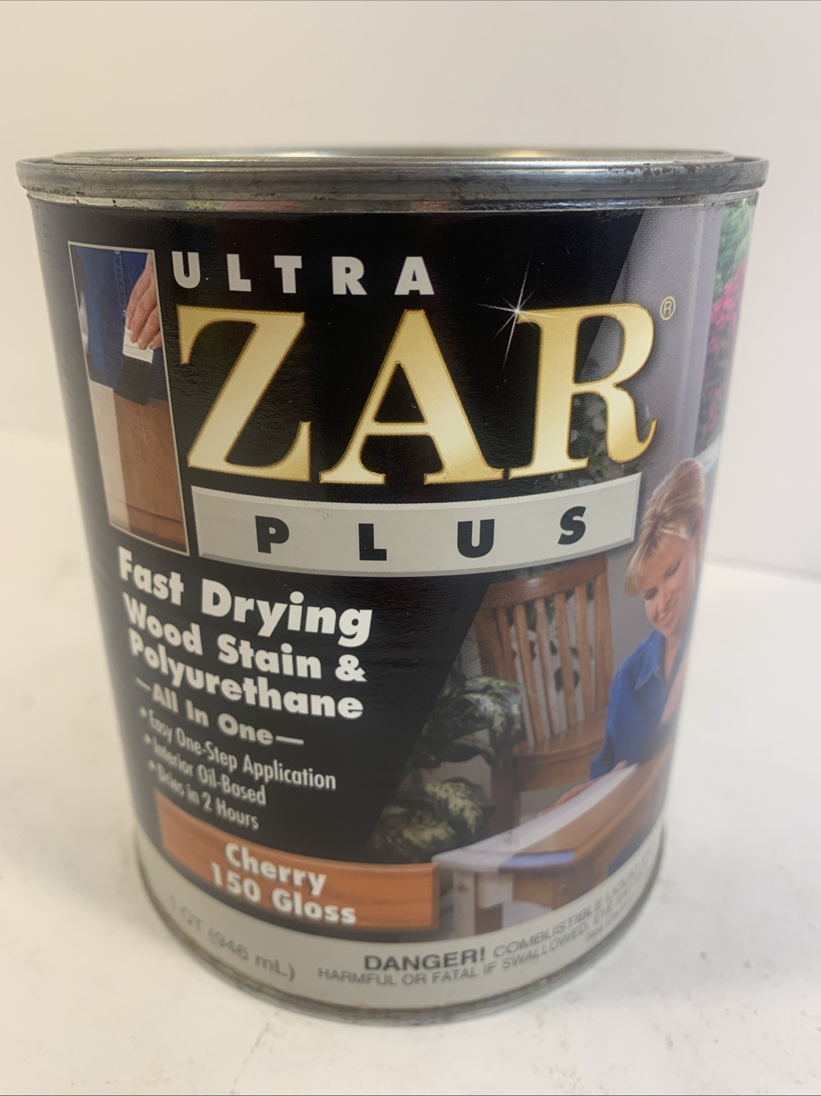 ULTRA ZAR Plus 150 Gloss Cherry Oil-Based Wood Stain and Polyurethane 1 Quart