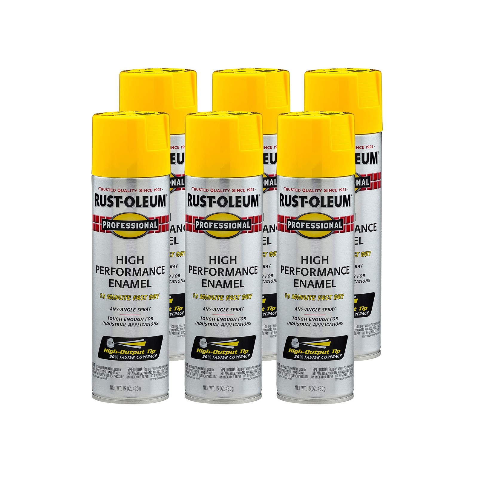 Rust Oleum 15 Ounce Gloss Yellow Spray Paint Pack Of 6 For Metal Wood Concrete
