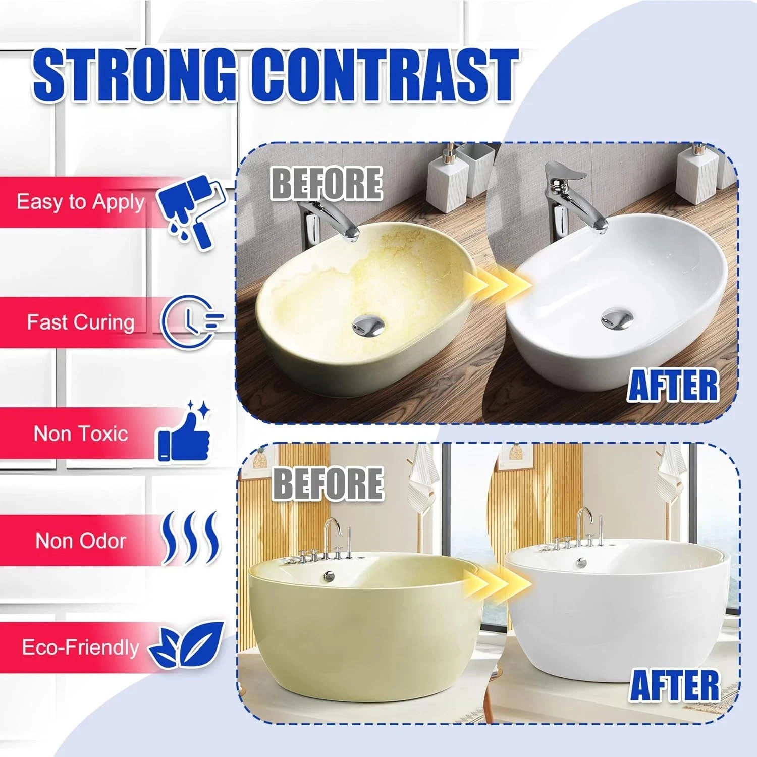 Tub and Tile Refinishing Kit – 17Oz Semi-Gloss White Tile Paint with Tools for B