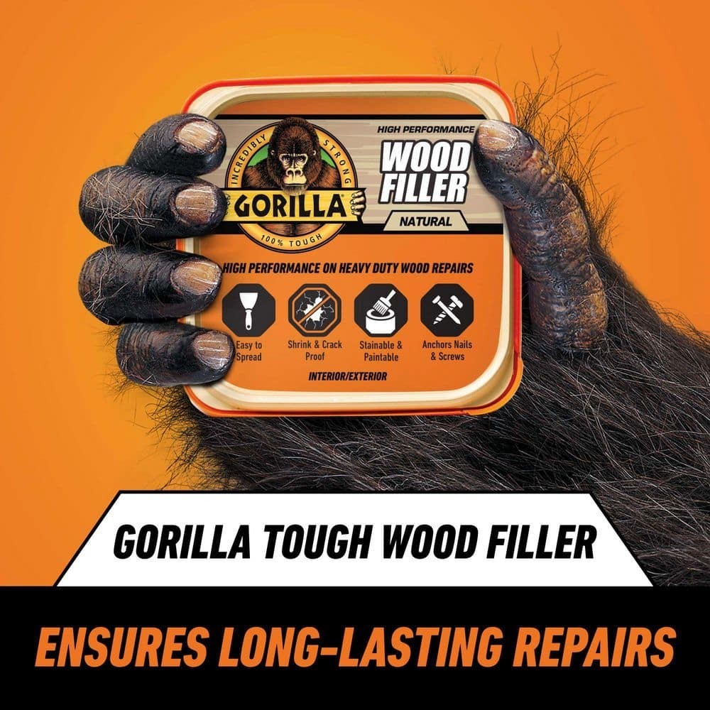 Gorilla 16 oz Natural Wood Filler Tub All Purpose, Paintable, Sandable