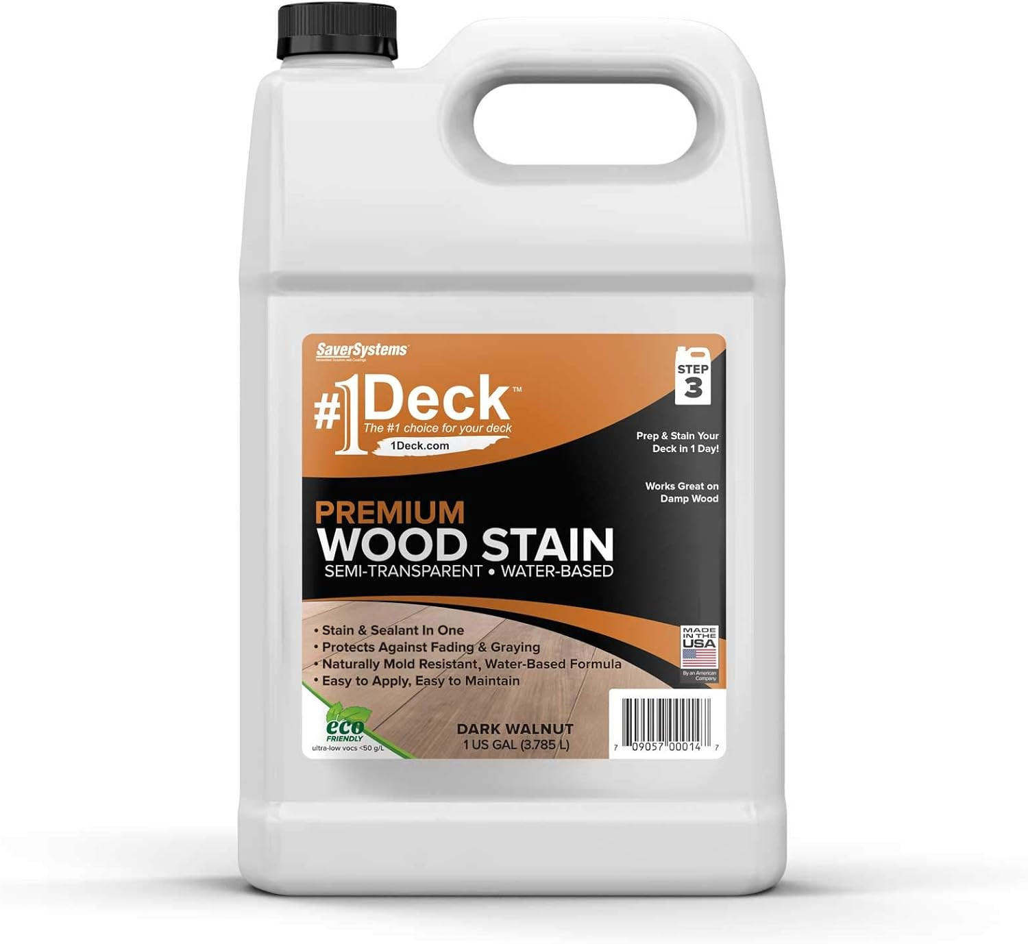 Premium Semi-Transparent Outdoor Wood Stain & Sealer – Dark Walnut 1 Gallon