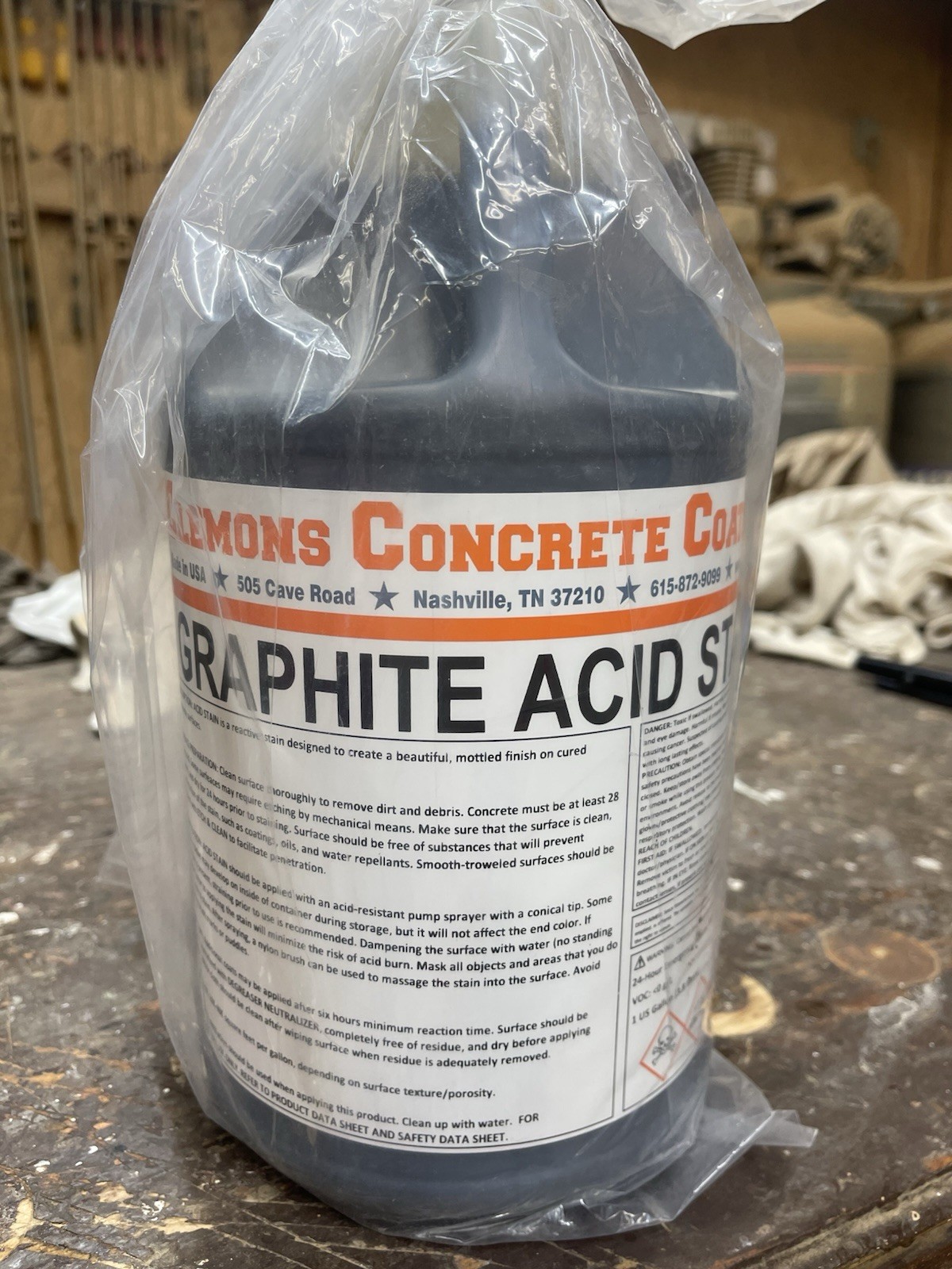 Clemons Graphite Professional Acid Stain Gallon Decorative Concrete Floor Color