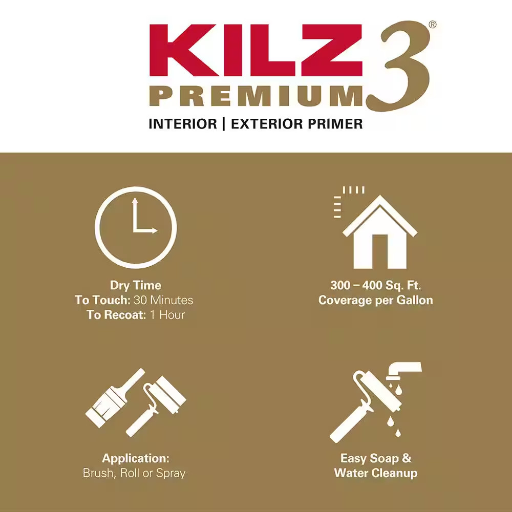 PREMIUM 1 Gal. White Interior/Exterior Primer, Heavy-Duty High Hide Sealer, and