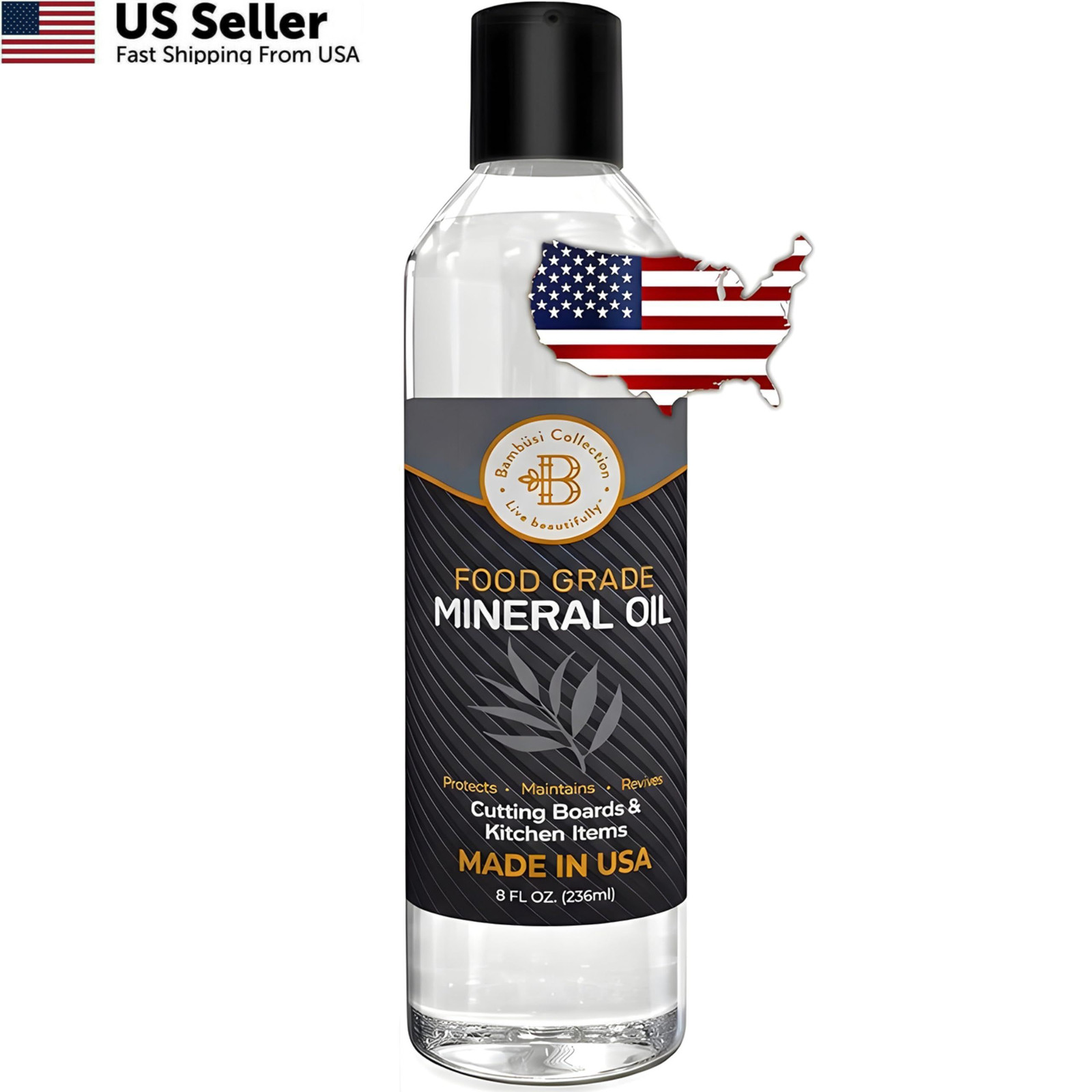 Bambüsi Mineral Oil – 8 oz Food Grade for Wood 8oz, Transparent