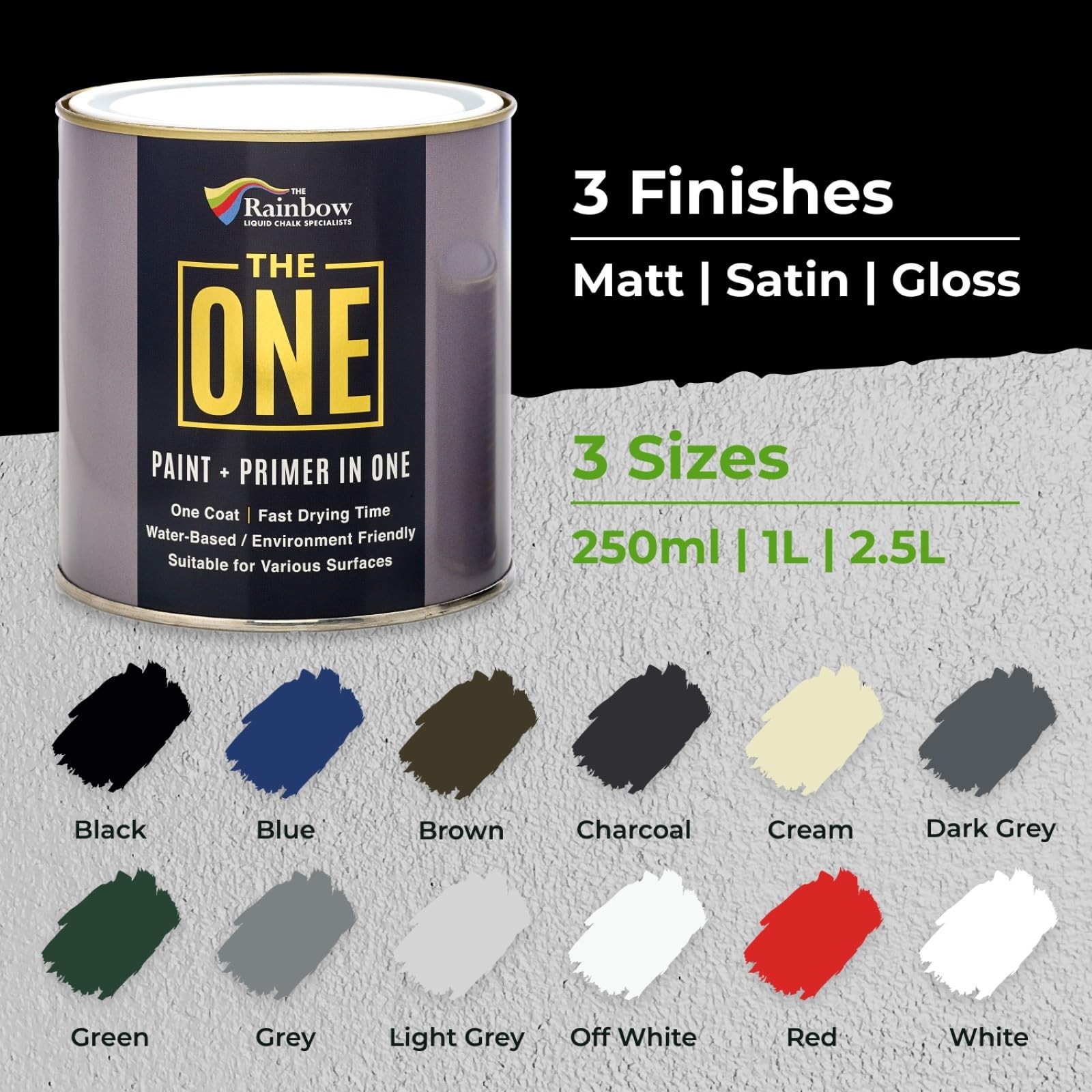 All-In-Paint & Primer – Black Gloss, 84.5 Fl Oz/2.5 Liter | 1 Coat Formula | …