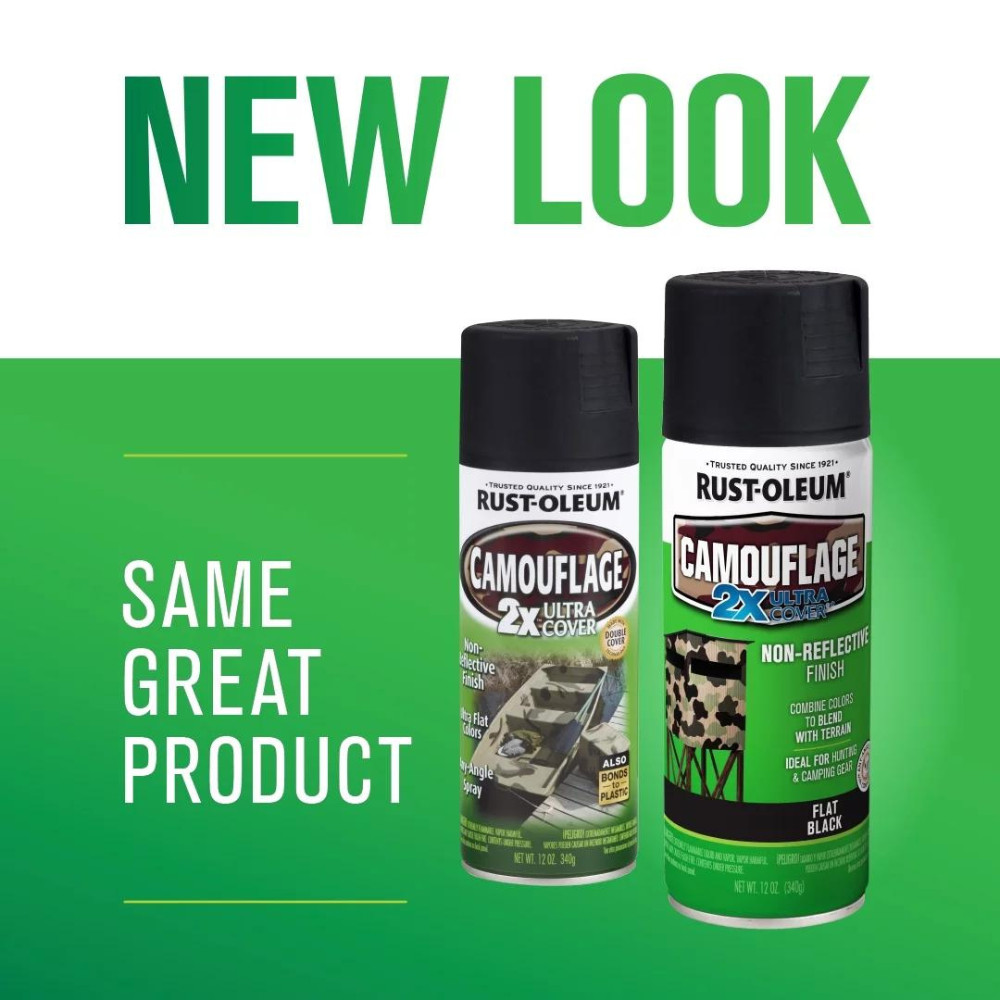 Black, Rust-Oleum Camouflage 2X Ultra Cover Spray Paint, 12 Ounce, Free Shipping