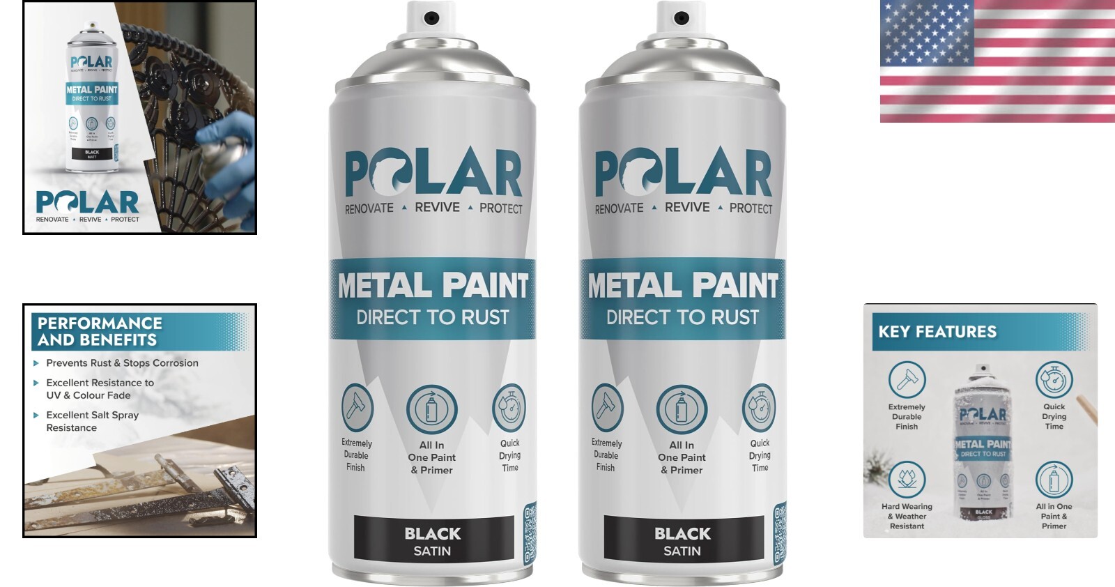 Rust-Resistant Satin Black Spray Paint – Perfect for Metal, Wood & Plastic
