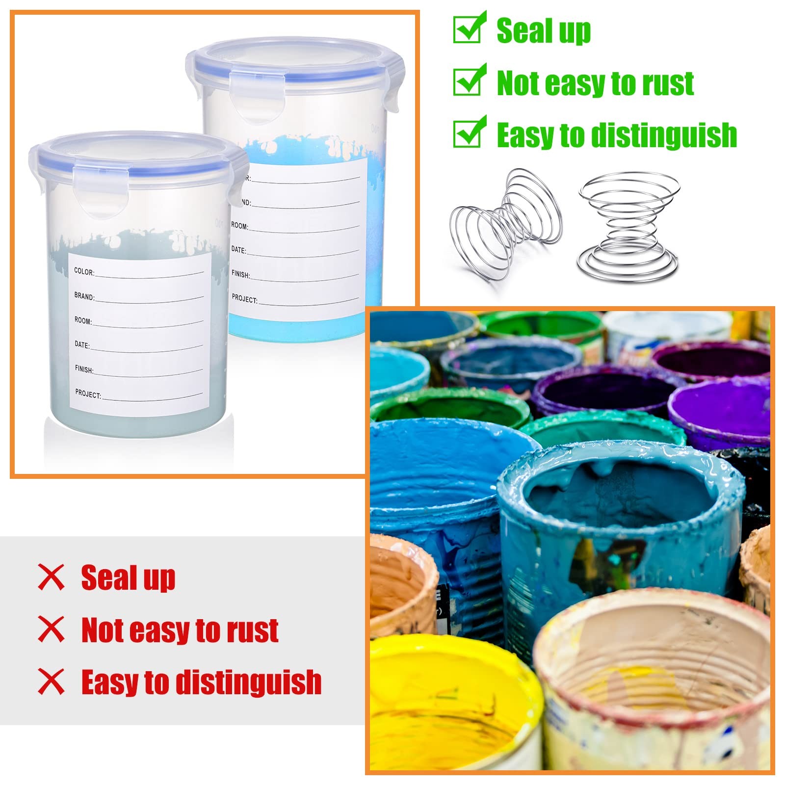Remerry Paint Container Stainless Steel Mixing Ball Touch Up Paint Cups Storage