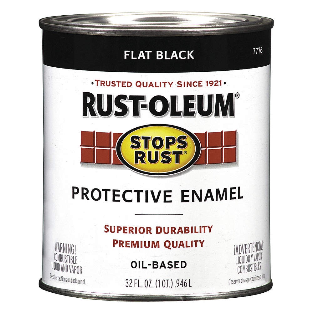 RUST-OLEUM 7776502 Enamel,Alkyd,Black,Flat 36RD97