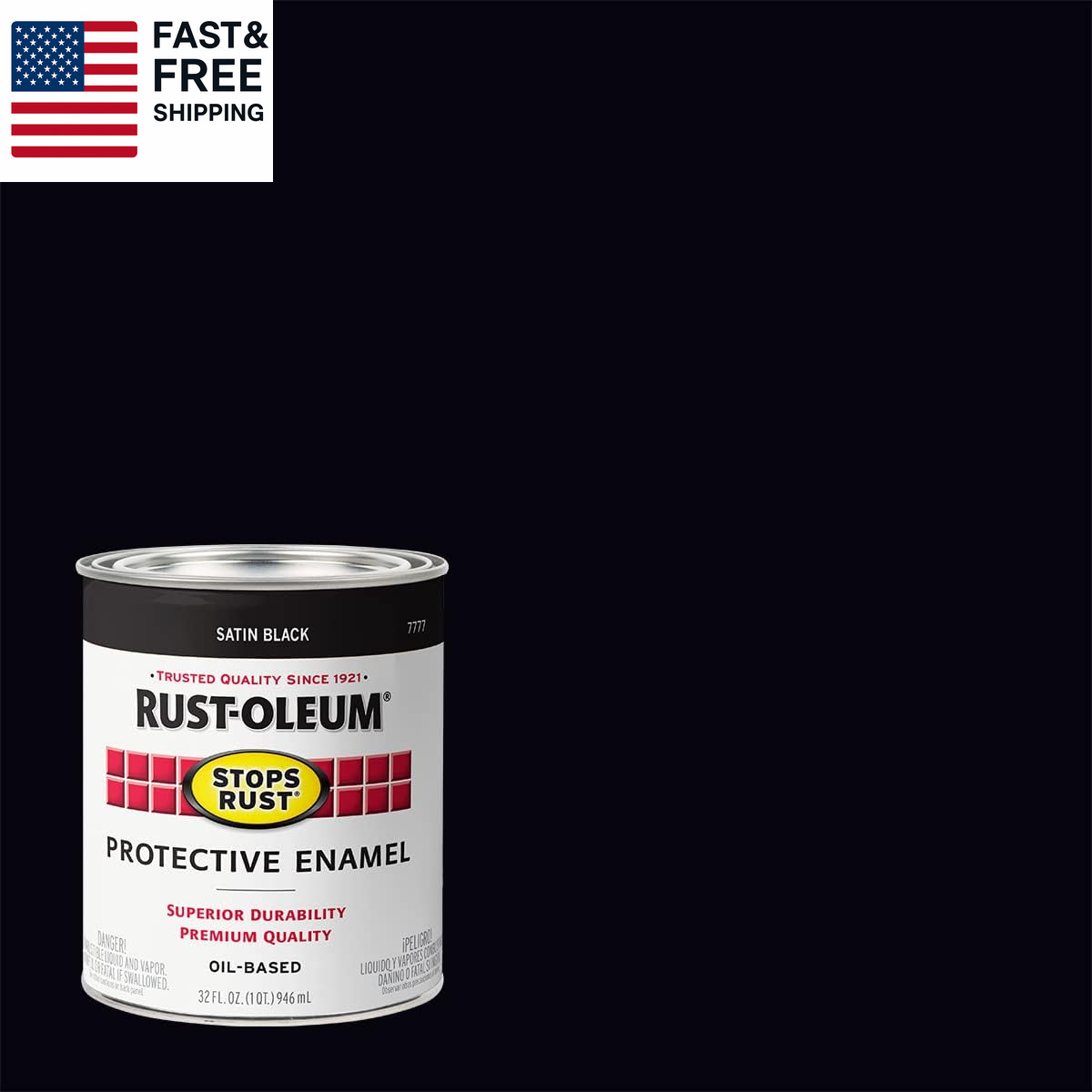 7777502-2PK Stops Rust Brush on Paint, Quart, Satin Black, 2 Pack