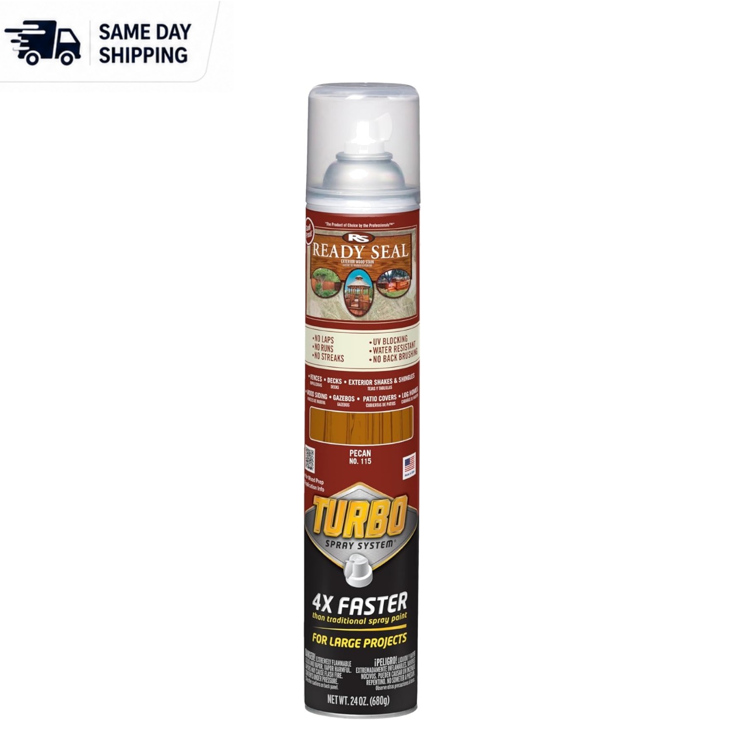 Pecan Exterior Wood Stain & Sealer 24oz Turbo Spray – Goof Proof Oil-Based