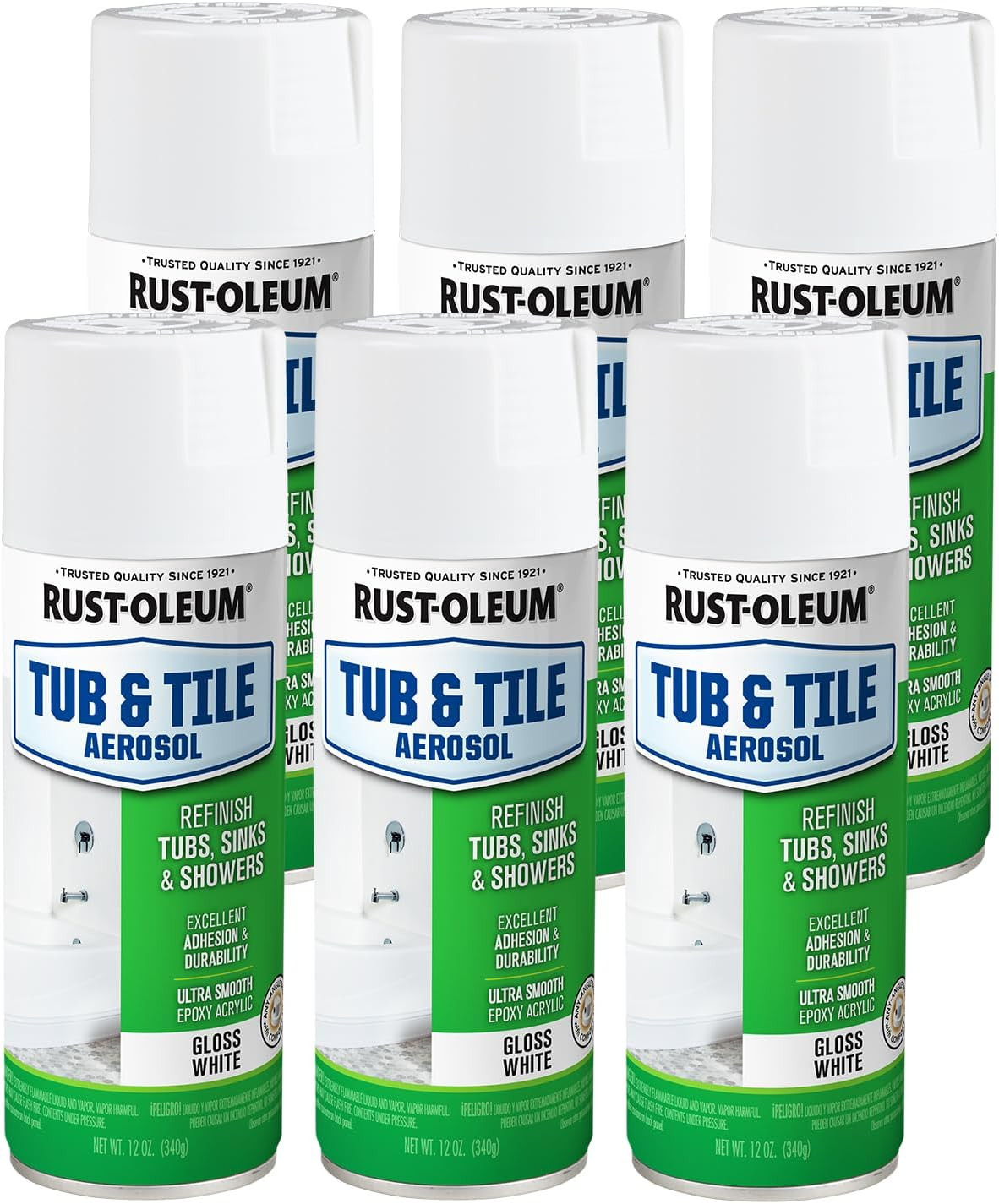 Specialty Tub & Tile Spray Paint, 12 Oz, White – 6 Pack