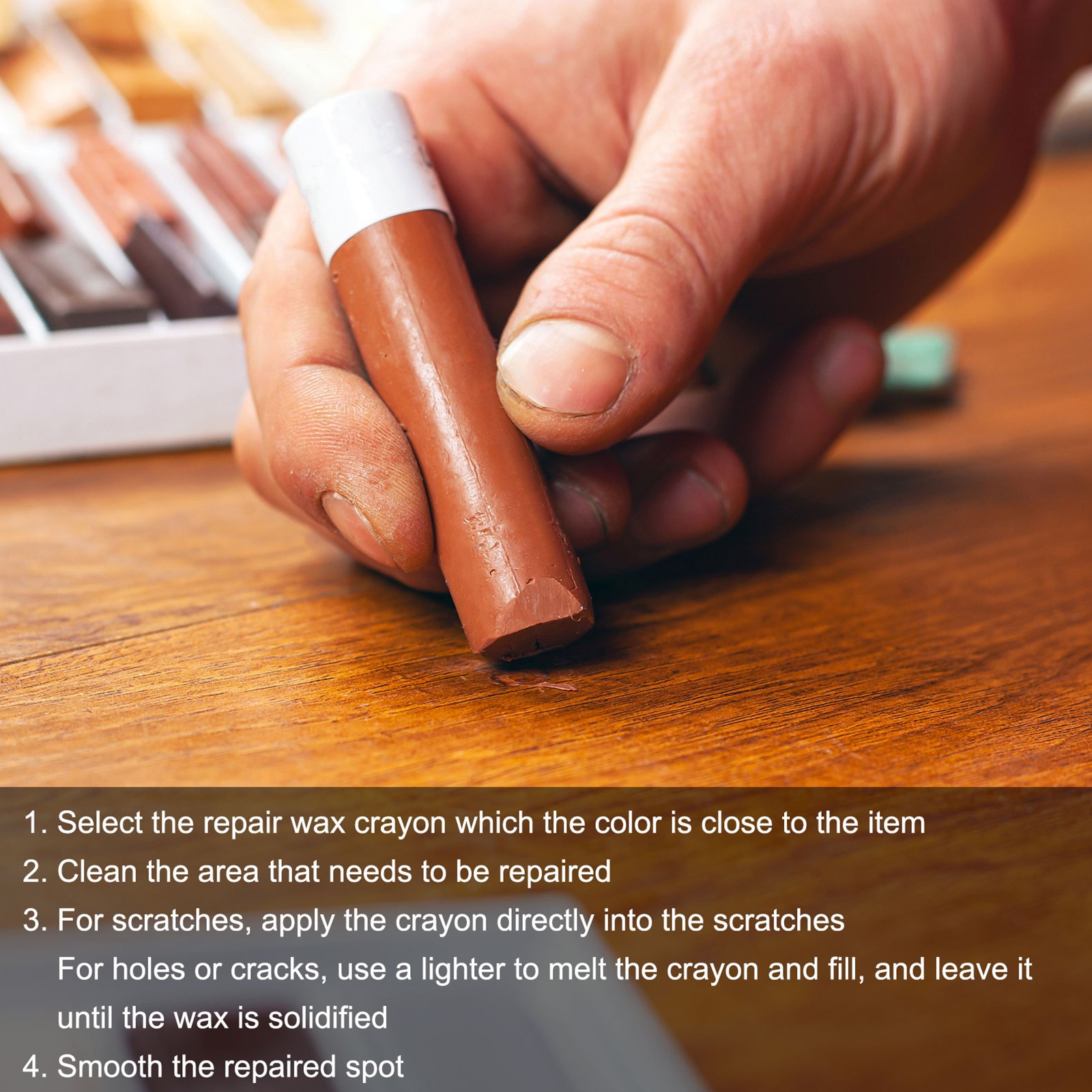 Furniture Repair Crayons Wax Filler Stick, 3Pcs Pen Marker, French Gray