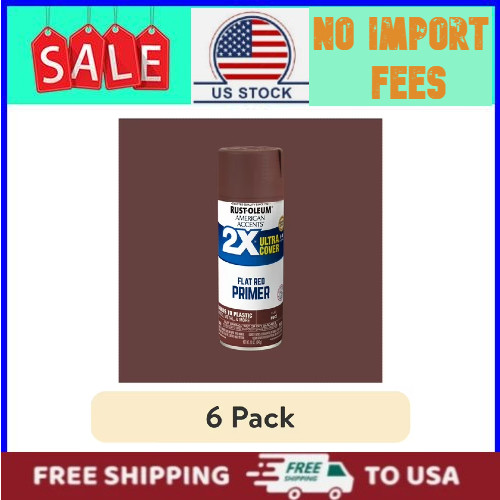 (6 pack) Red Primer, Rust-Oleum American Accents 2X Ultra Cover Flat Spray Paint