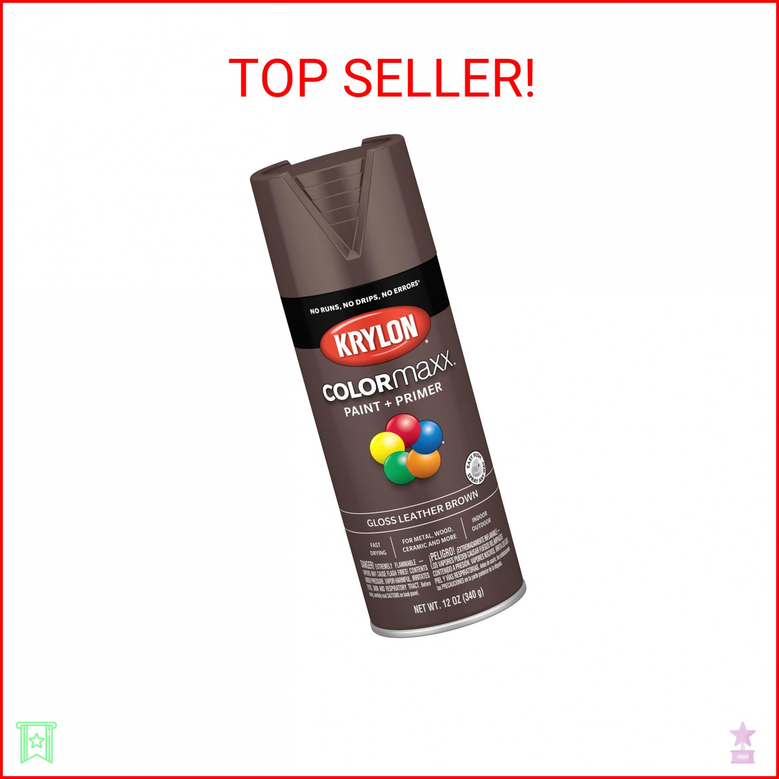 Krylon K05527007 COLORmaxx Spray Paint and Primer for Indoor/Outdoor Use, Gloss