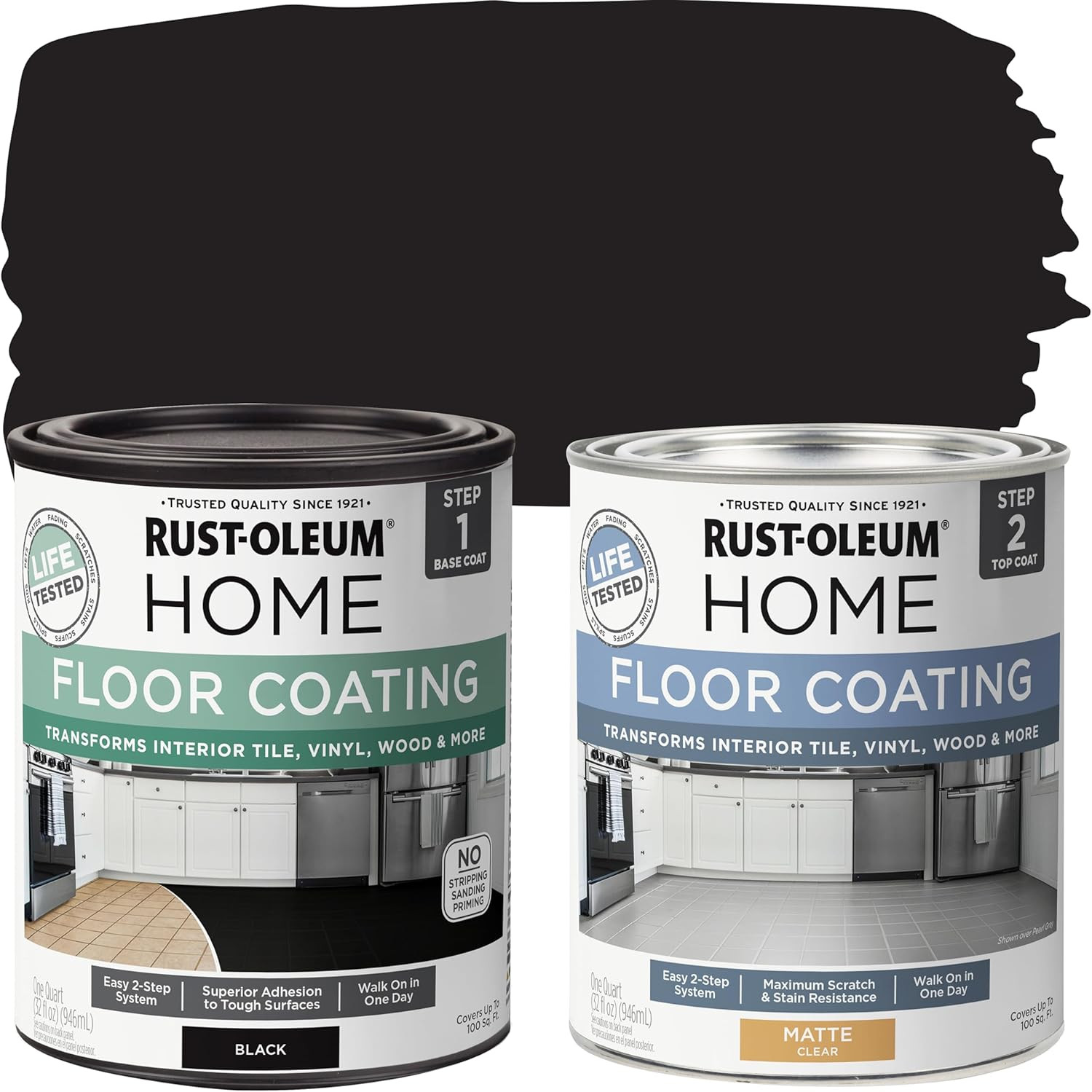 Rust-Oleum 367598 Home Interior Floor Coating Kit, Semi-Gloss Ultra White