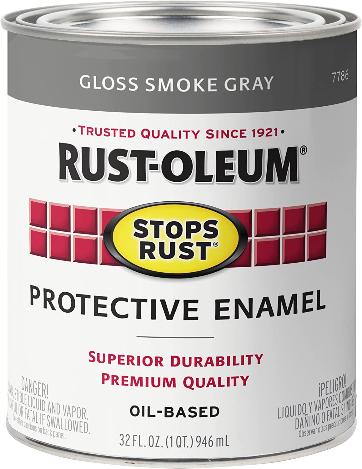 Rust-Oleum GLOSS SMOKE GRAY 1 qt Stops Rust PROTECTIVE ENAMEL Oil-Based 7786-502