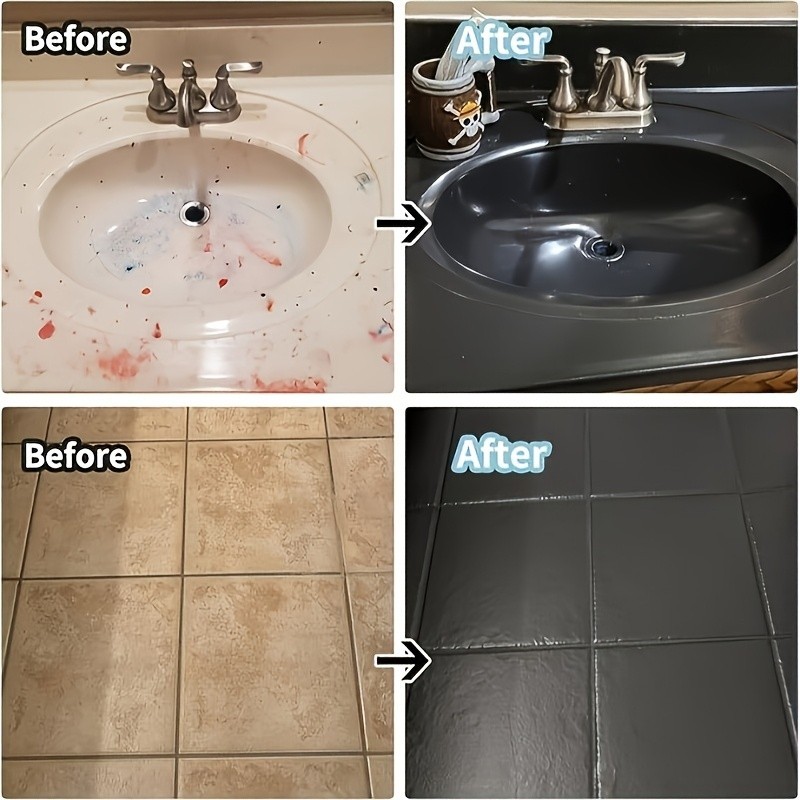 Tile paint black 16oz with 7-piece tool set, bathtub countertop renovation