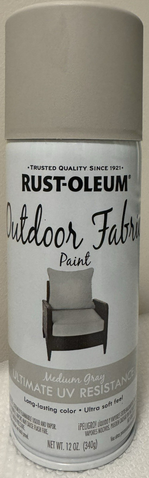 12-ounce can Rust-Oleum Outdoor Fabric Spray Paint – Medium Gray – NEW