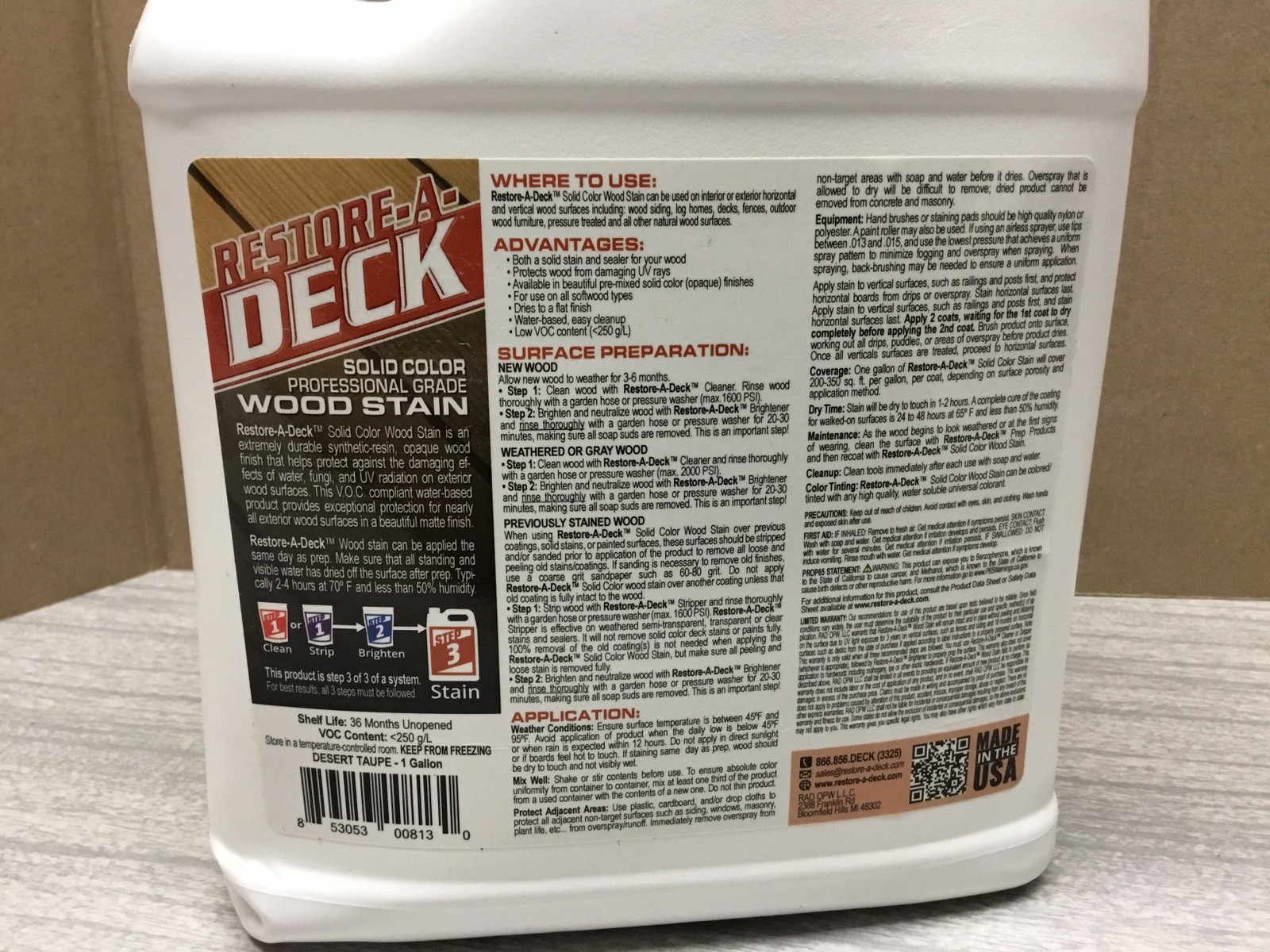 Restore-A-Deck Professional Grade Wood Stain- Desert Taupe- 1 Gallon
