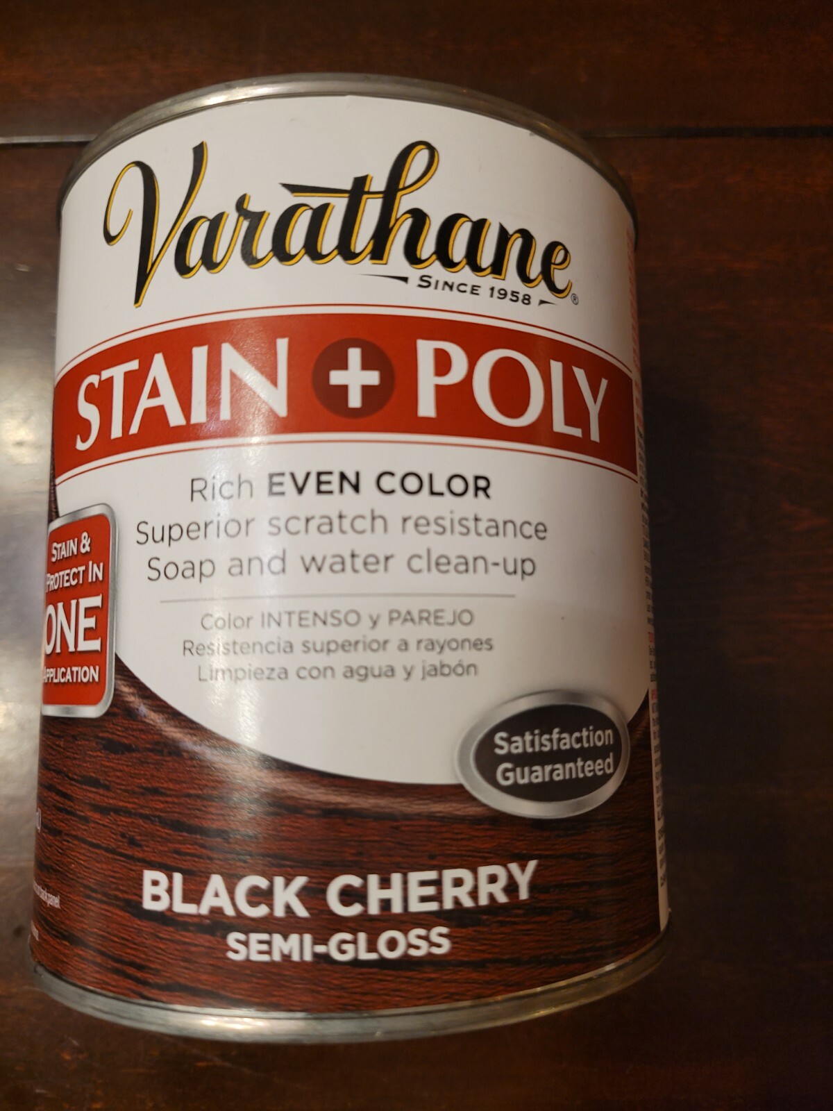 RUST-OLEUM Varathane Stain + Poly BLACK CHERRY Semi-Gloss 32oz water based NEW