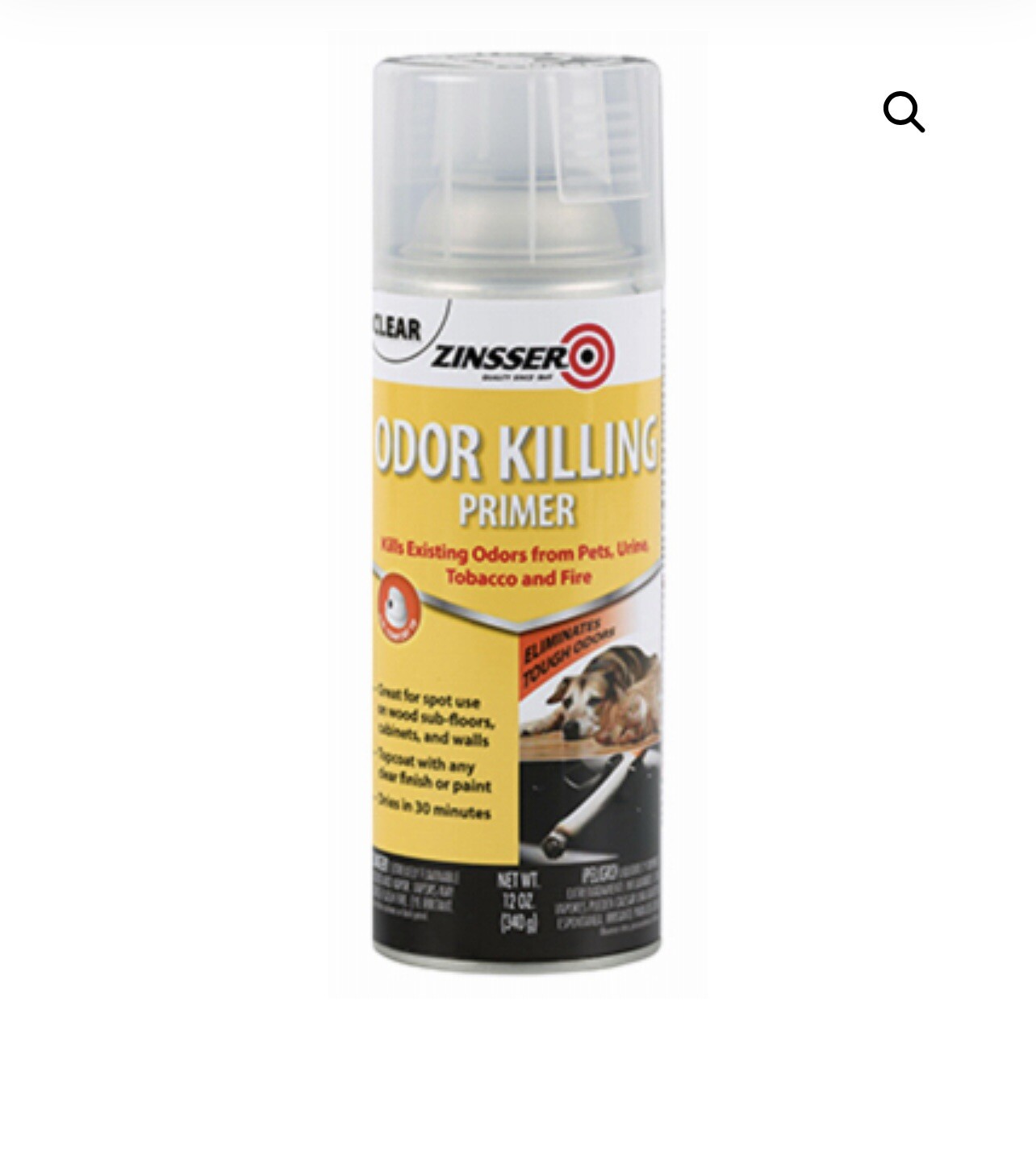 Discontinued New Rust-Oleum Zinsser Bulls Eye Odor Killing Spray, 12 oz, Clear