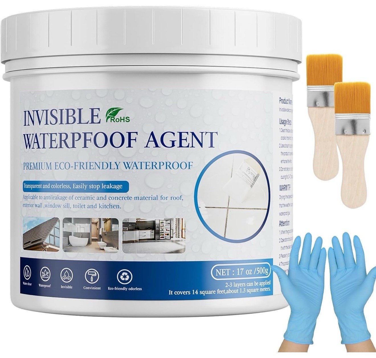 Invisible Waterproof Agent 500g18oz, Wall Bathroom Roof Waterproof Coating, T…