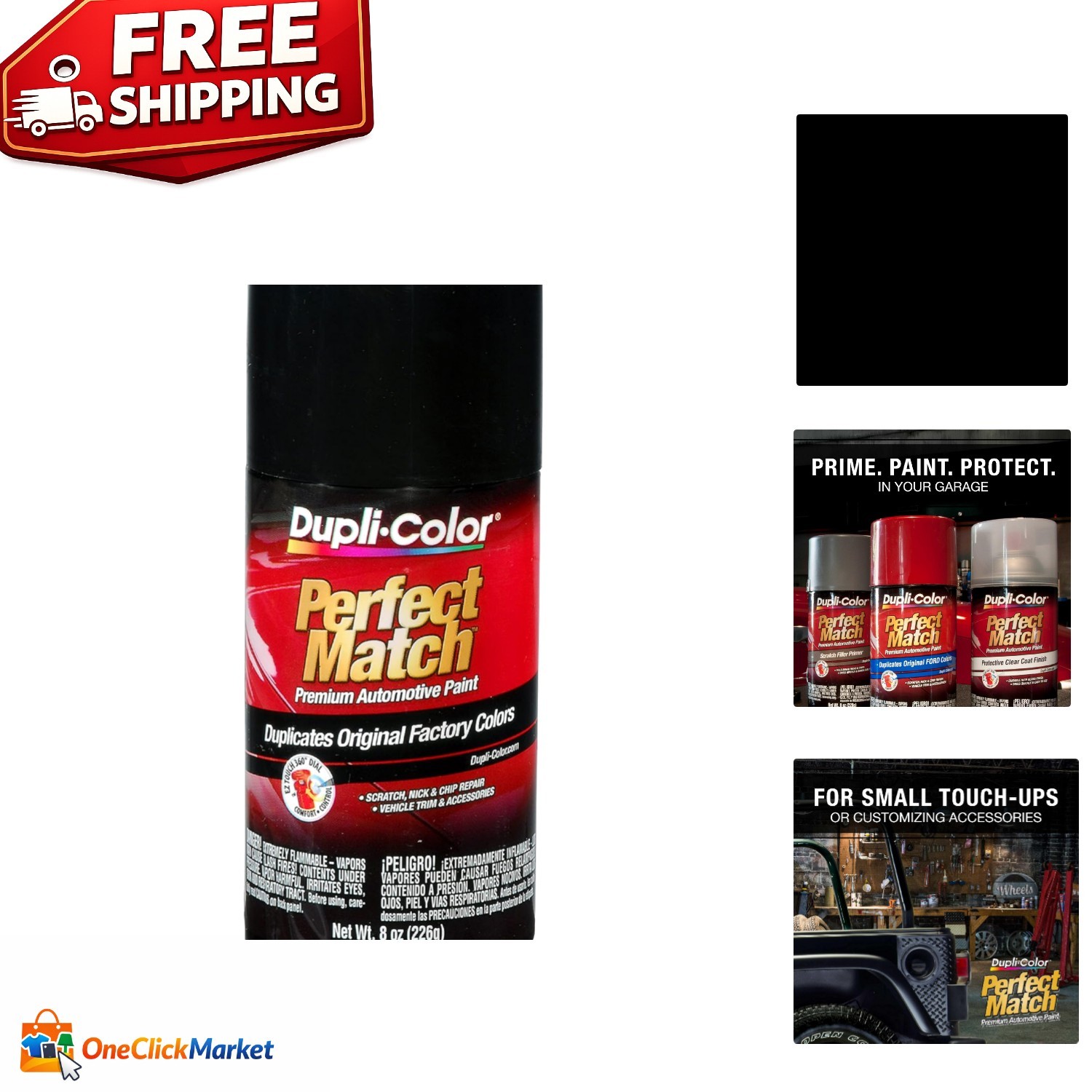 8 Oz. Perfect Match Universal Black Spray Paint for Car Restoration & Touch-Ups