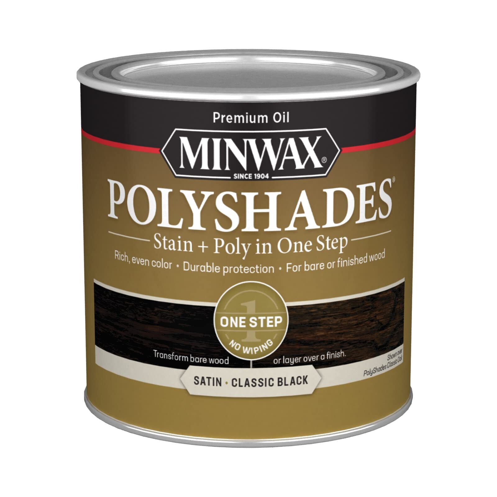 Minwax PolyShades Wood Stain + Polyurethane Finish � � Pint, Classic Black,