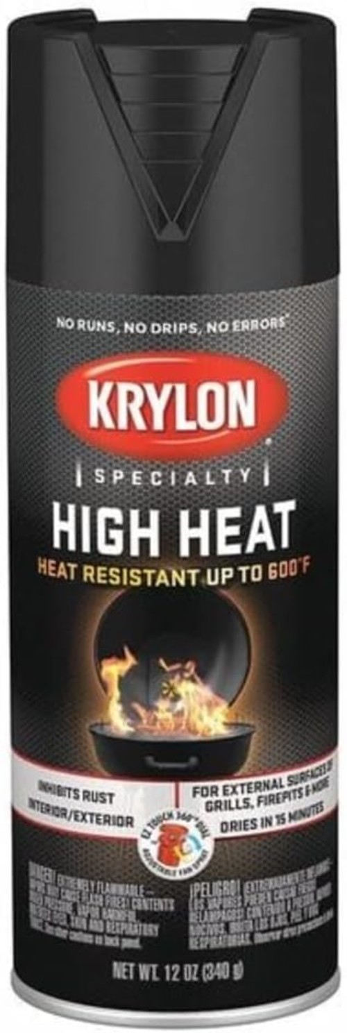High Heat Satin Black Paint 12 Ounce Can for Metal with Thermo Guard Protection