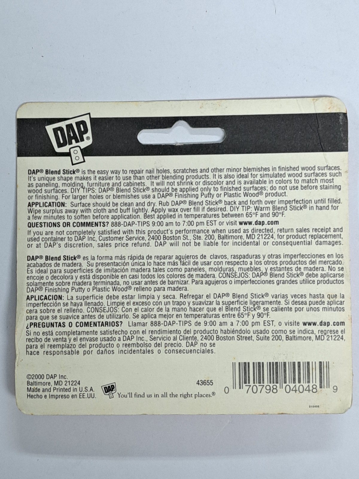 DAP Blend Stick by PlasticWood Wood Filler Repair Crayon Walnut .43oz Furniture