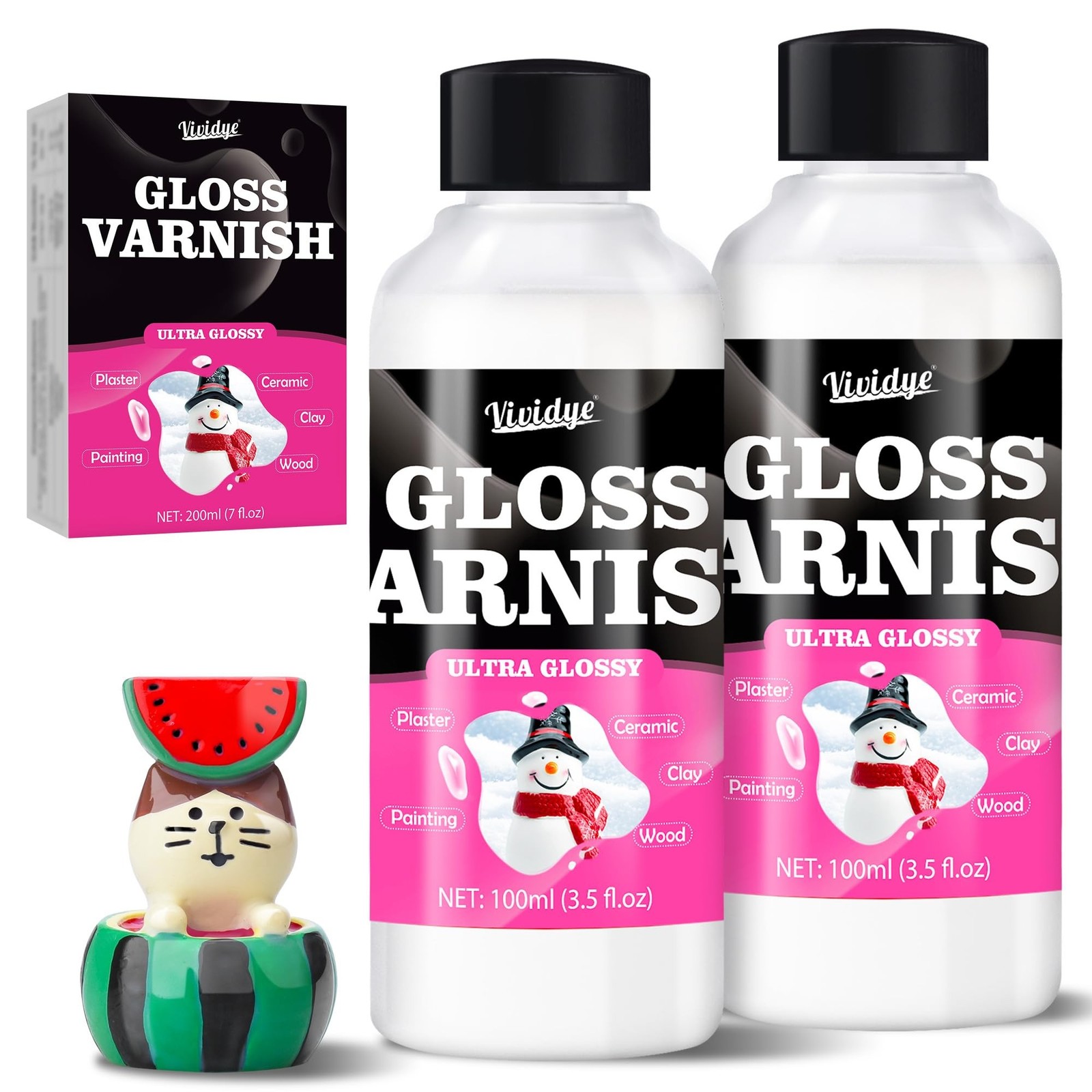 Air Dry Clay Varnish, 200ml/7oz High Gloss Varnish, Ceramic Glaze, Clear Clay…