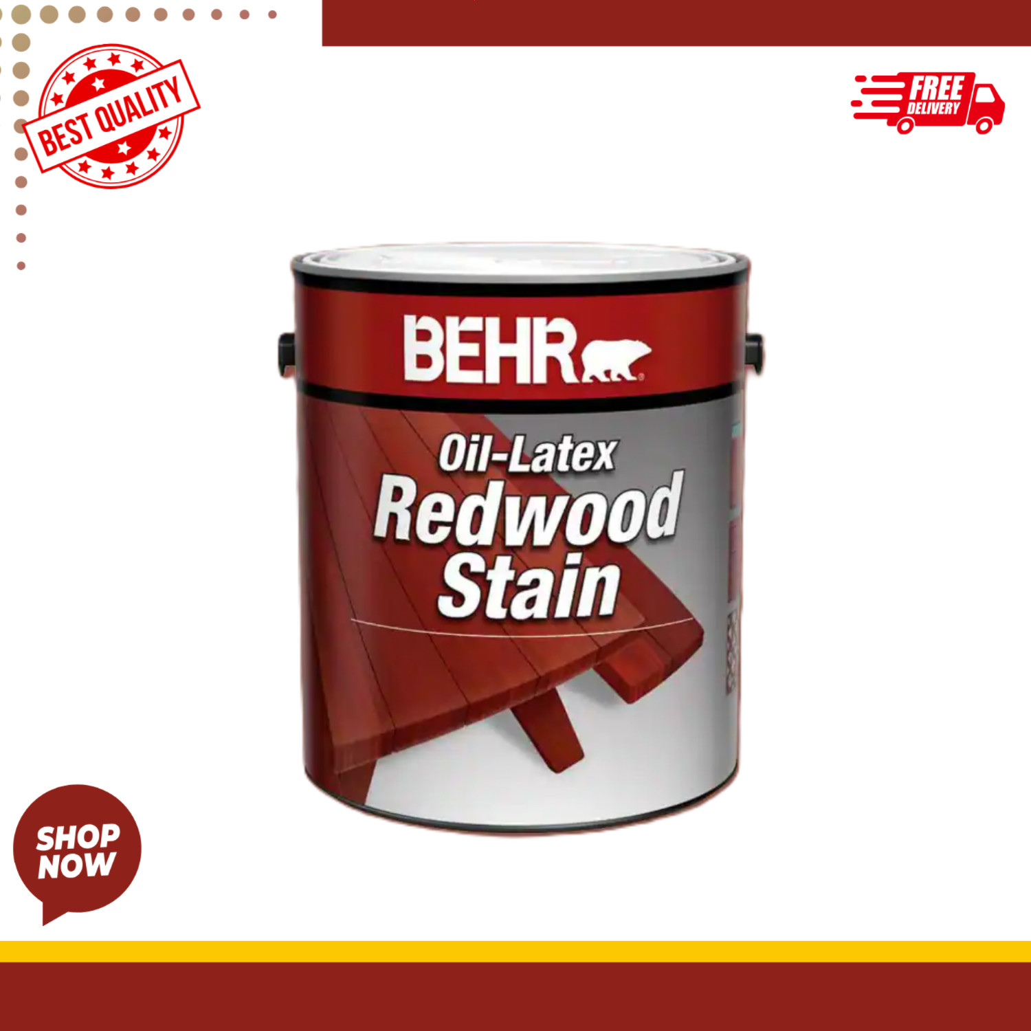 1 Gal Redwood Exterior Wood Stain Solid Color Oil Latex Finish