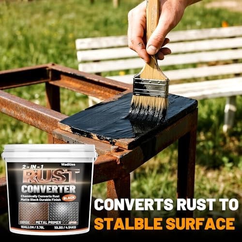 2-in-1 Rust Converter & Metal Primer, 1 Gallon Matte Black Rust Inhibitor Pai…