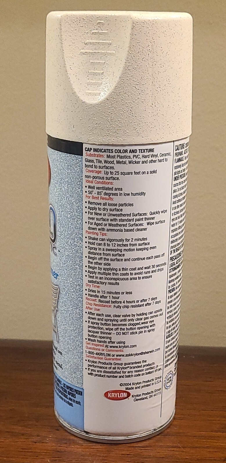 Krylon Fusion for Plastic Aerosol Spray Paint 2524 WHITE SANDS TEXTURED SHIMMER