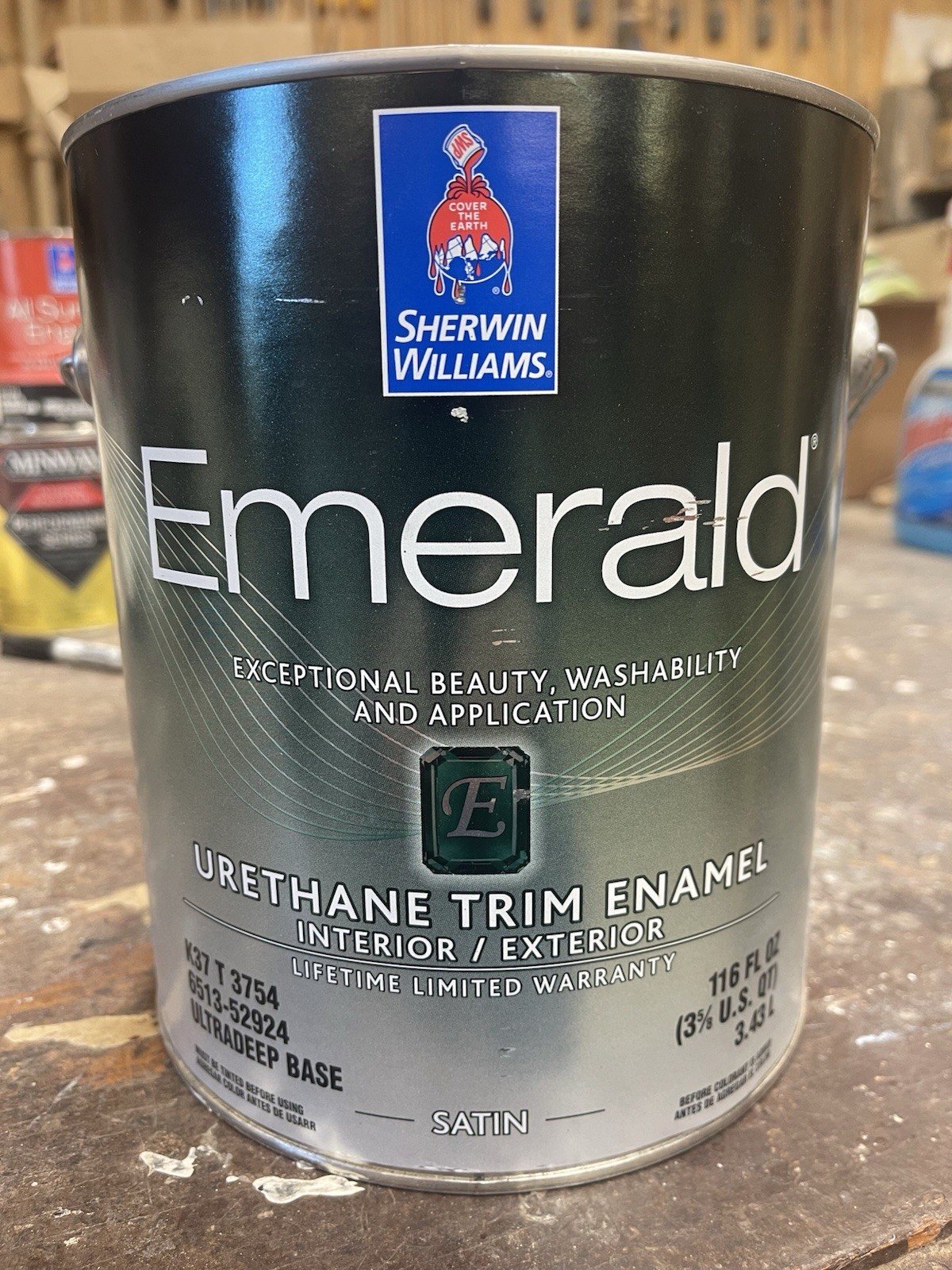 Gal. Sherwin Williams Emerald Urethane Water Based Paint /Custom Dark Blue/Satin