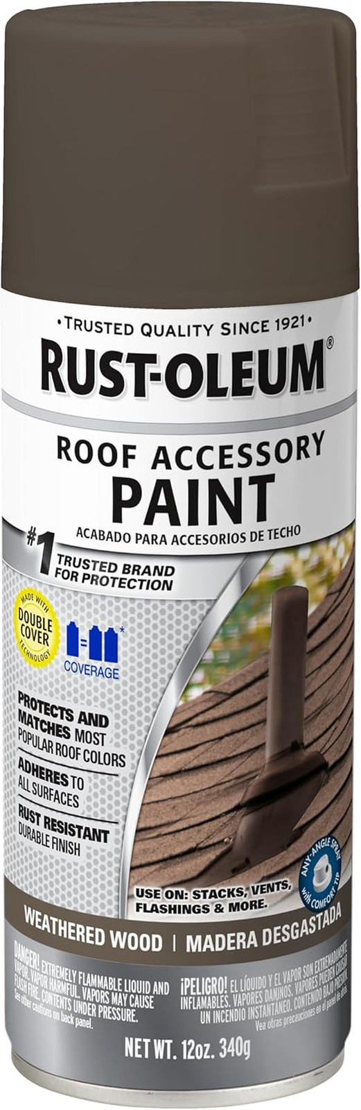 285217 Roof Accessory Spray Paint, 12 Oz, Weathered Wood/Brown