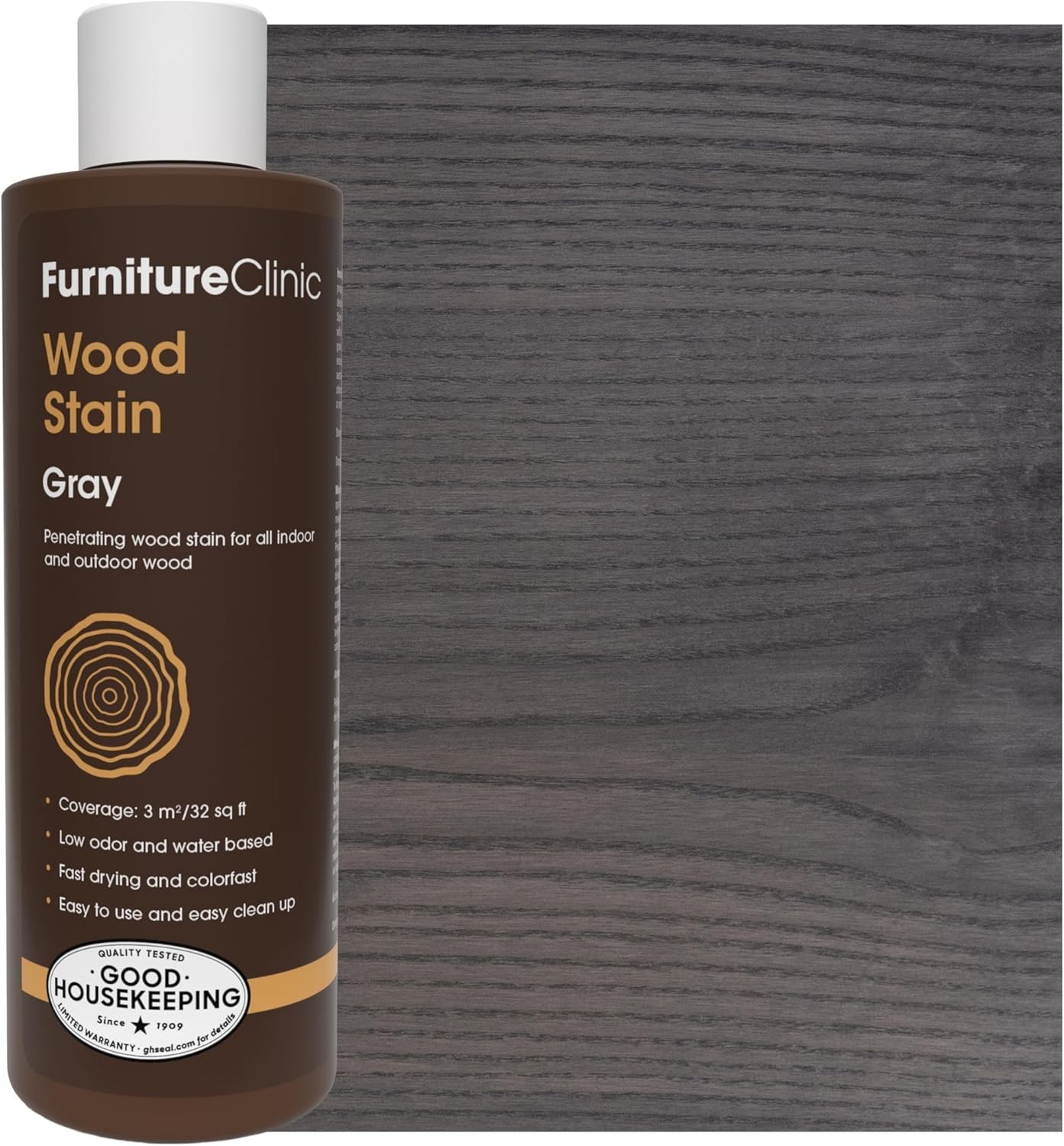 Wood Stain Water Based Grey 8.5oz Indoor Outdoor Furniture Low Odor