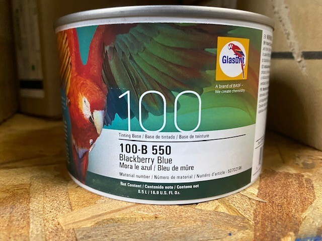 Glasurit Tinting Base 100-B-550, Blackberry Blue, 0.5L / 16.9 oz EXP 5/15/2025