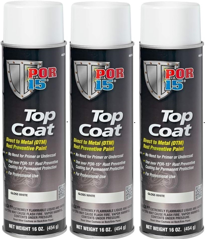 POR 15 46818 Top Coat Gloss White Spray Paint 16 fl oz (Pack of 3)