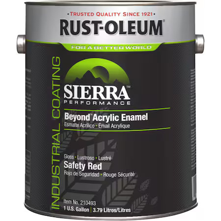 Rust-Oleum 210493 Interior/Exterior Paint, Glossy, Water Base, Safety Red, 1 Gal