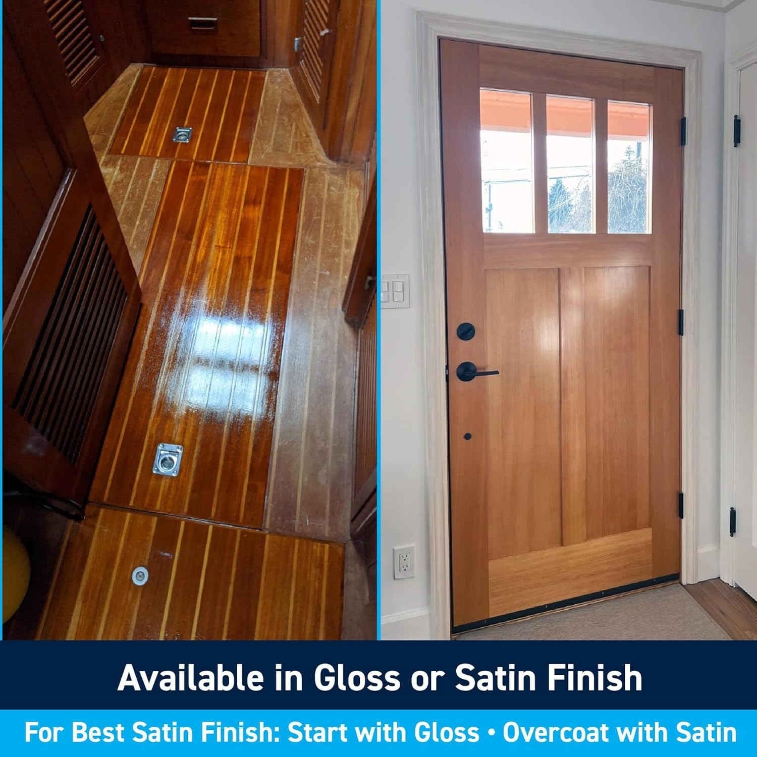 Gleam Marine Spar Varnish, Gloss and Satin Polyurethane Finish for Wood, Boat…
