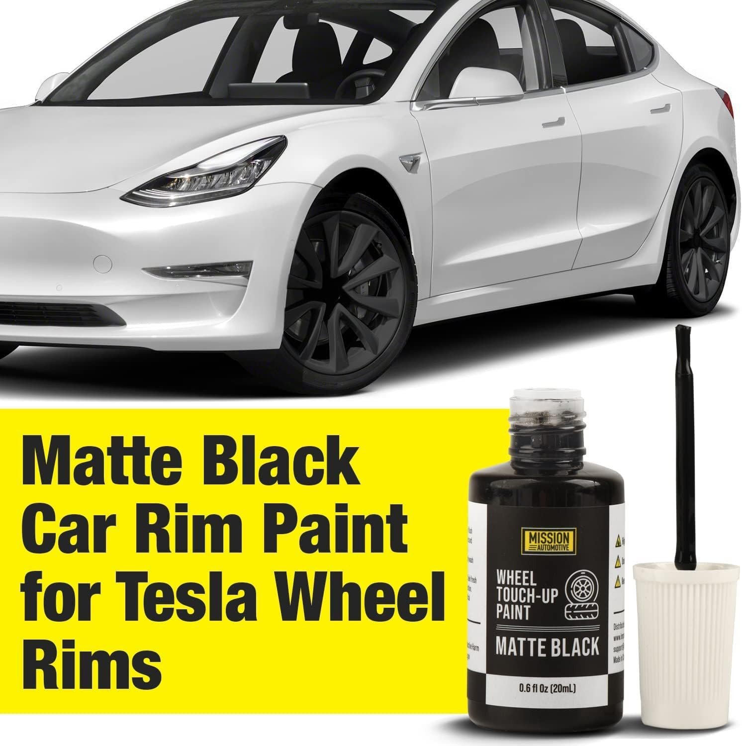 Matte Black Rim Touch-Up Paint – Small Resealable Bottle Compatible with Tesl…
