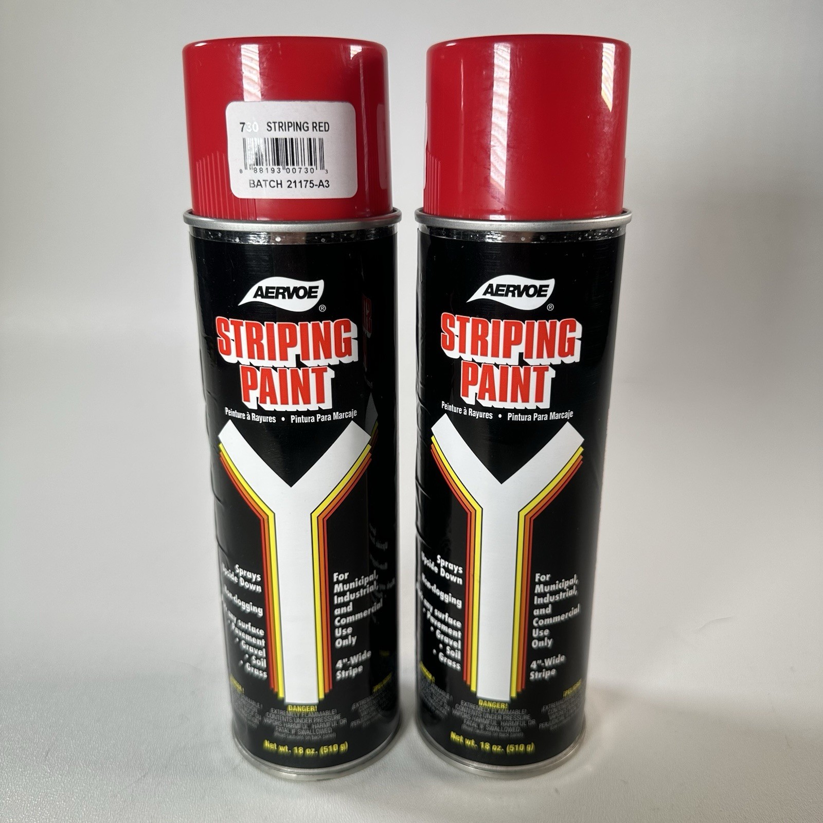 LOT OF 2 Aervoe 730 18-oz Fast-Drying High-Visibility Red Traffic Striping Paint