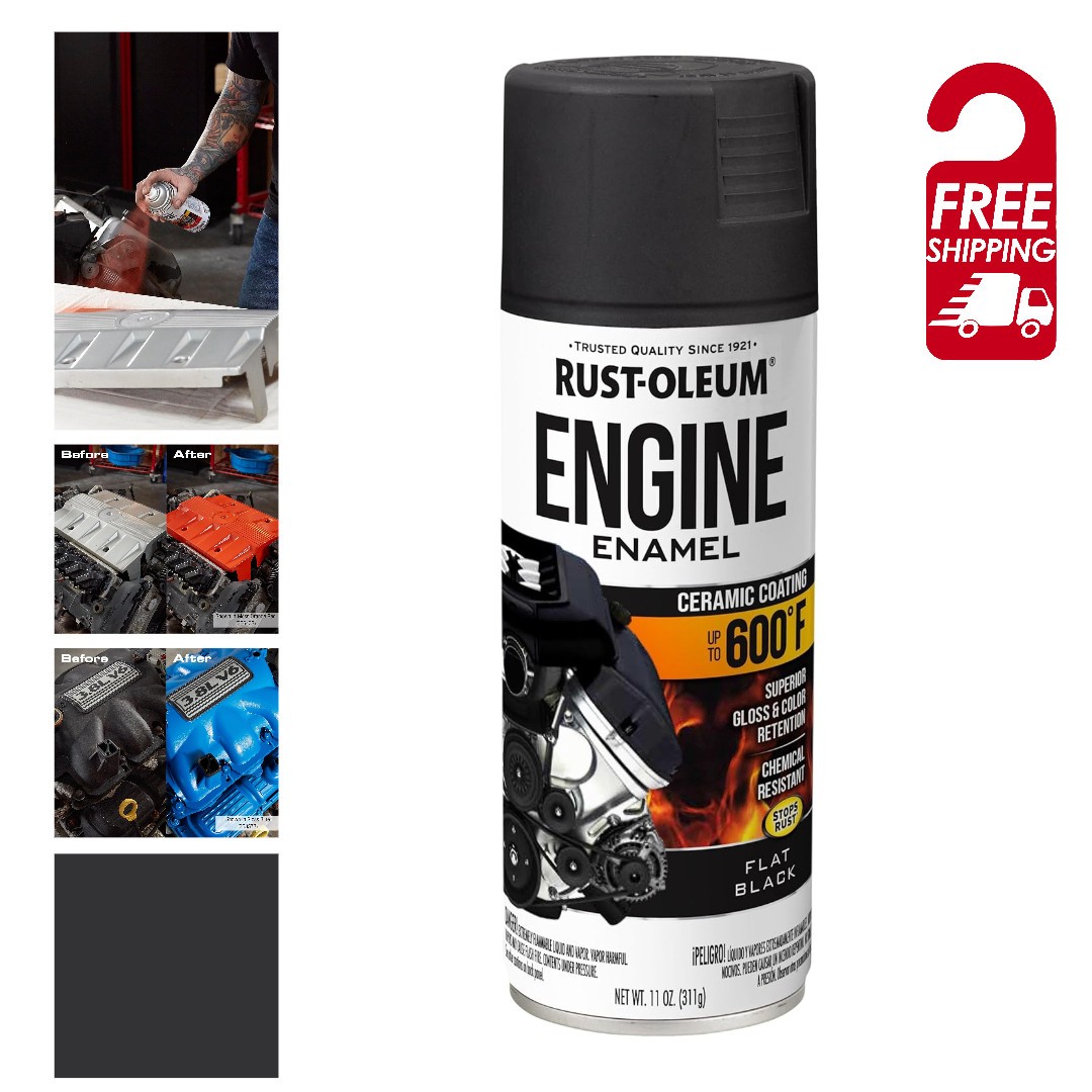Rust Oleum Engine Enamel Spray Paint 11oz Flat Black Free Shipping