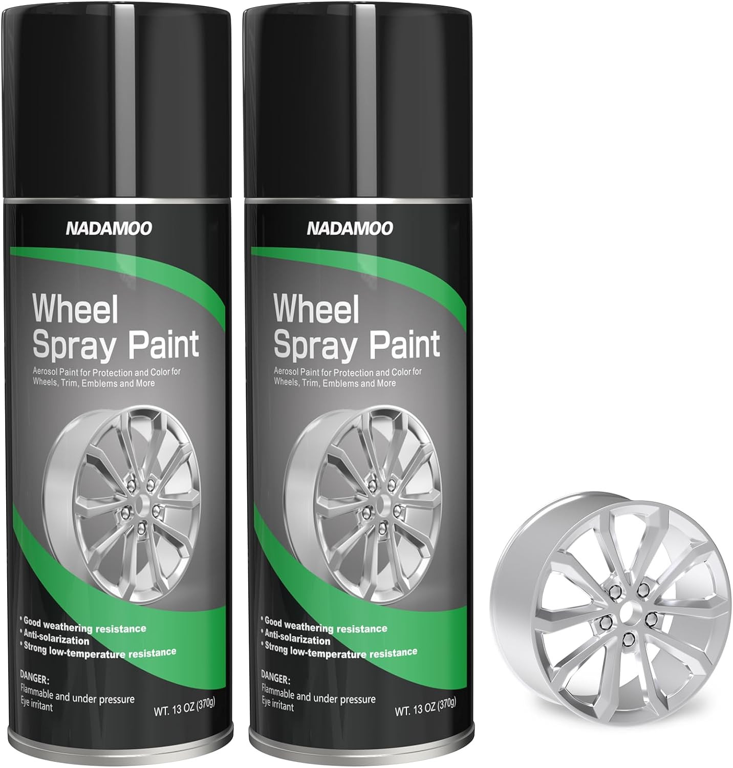 2 Pack Silvery Aluminum Wheel Spray Paint Semi-Gloss Aerosol Car Rim Paint 13oz