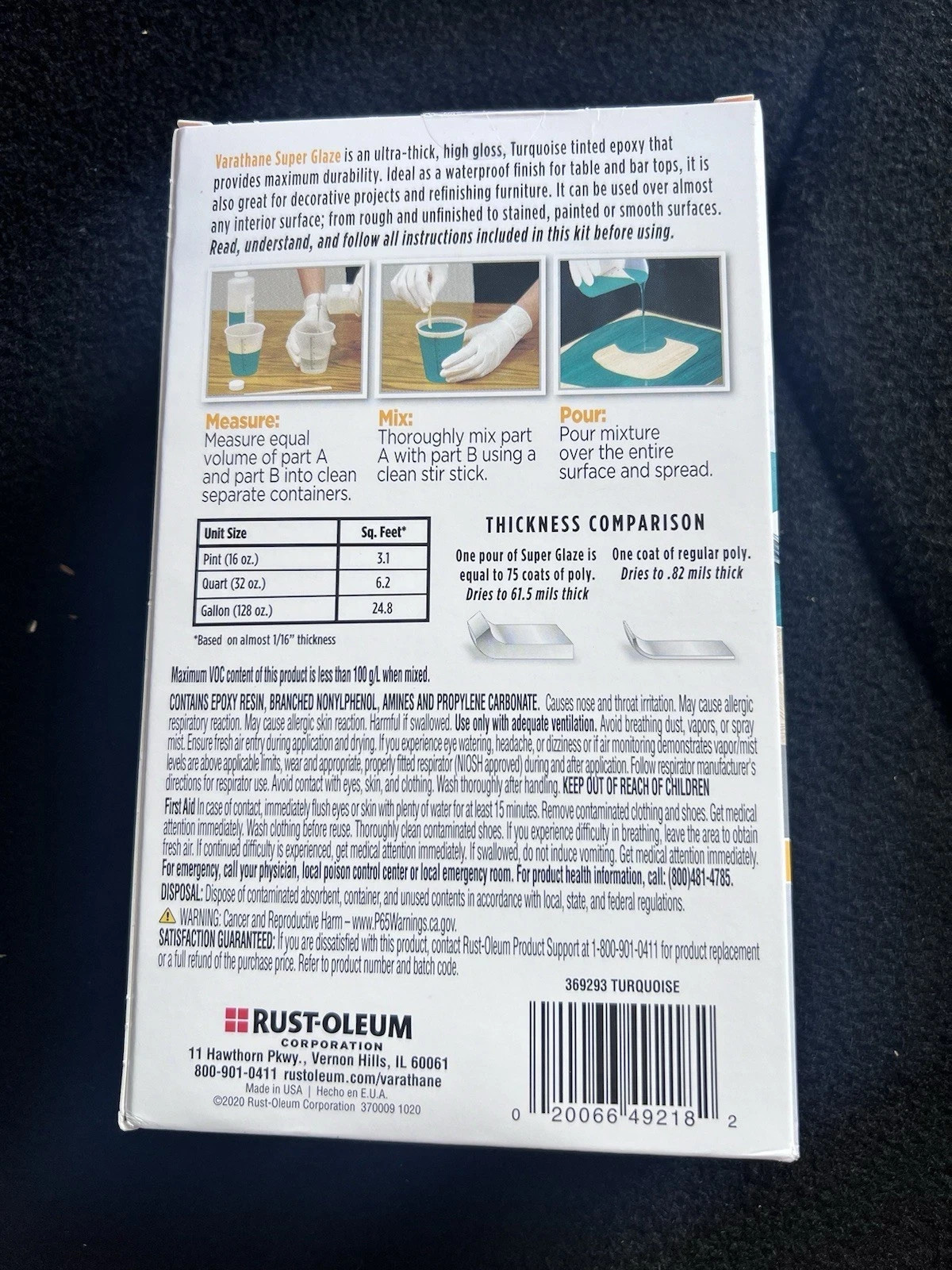 Varathane Super Glaze Pour-On High Gloss Epoxy Quart -Turquoise FREE SHIPPING